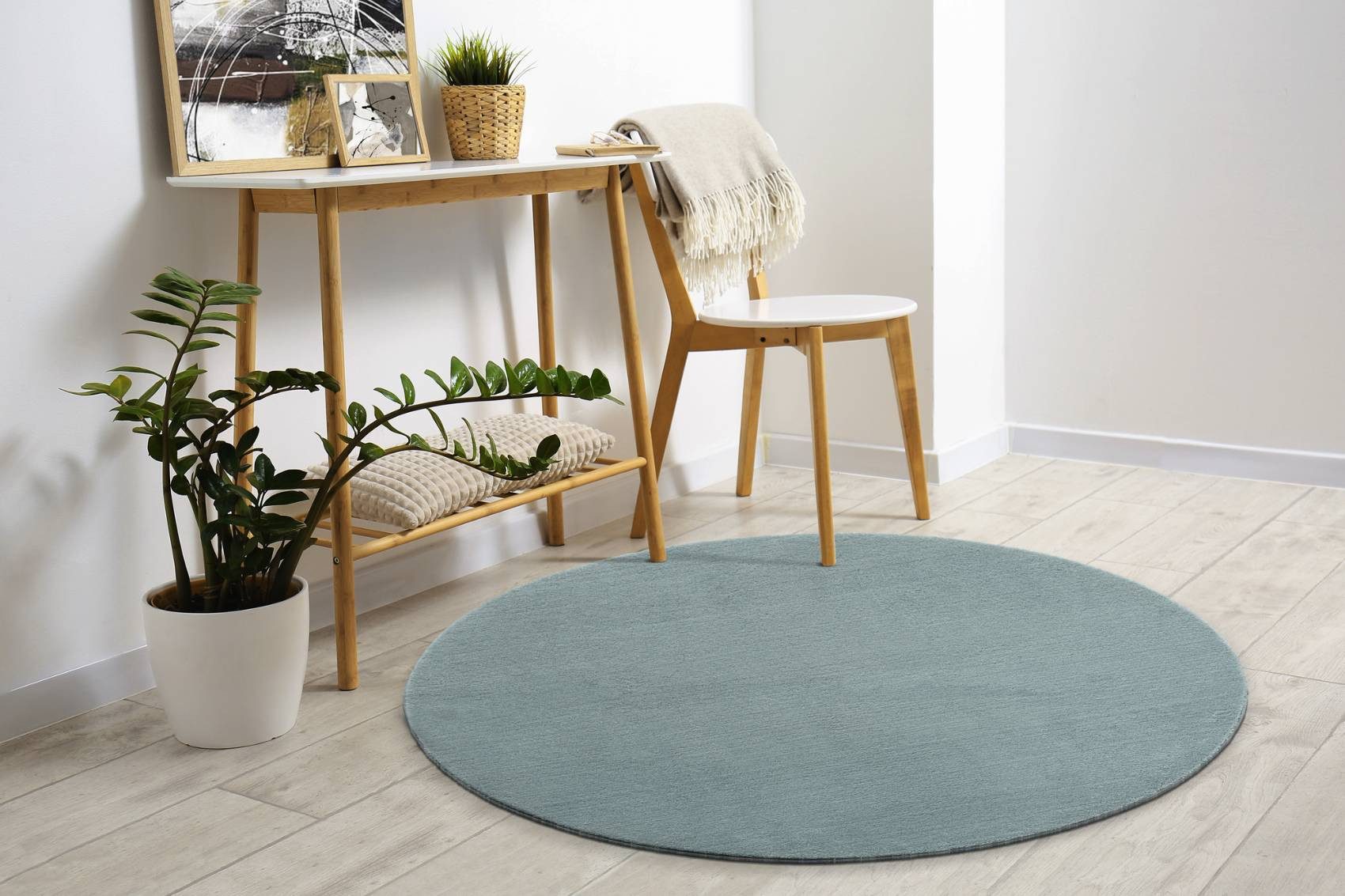 Floornovo Hochflor-Teppich Indoor Teppich Blau versch. Größen - rechteckig für alle Innenräume -, rund, Trocken- und Feuchträume