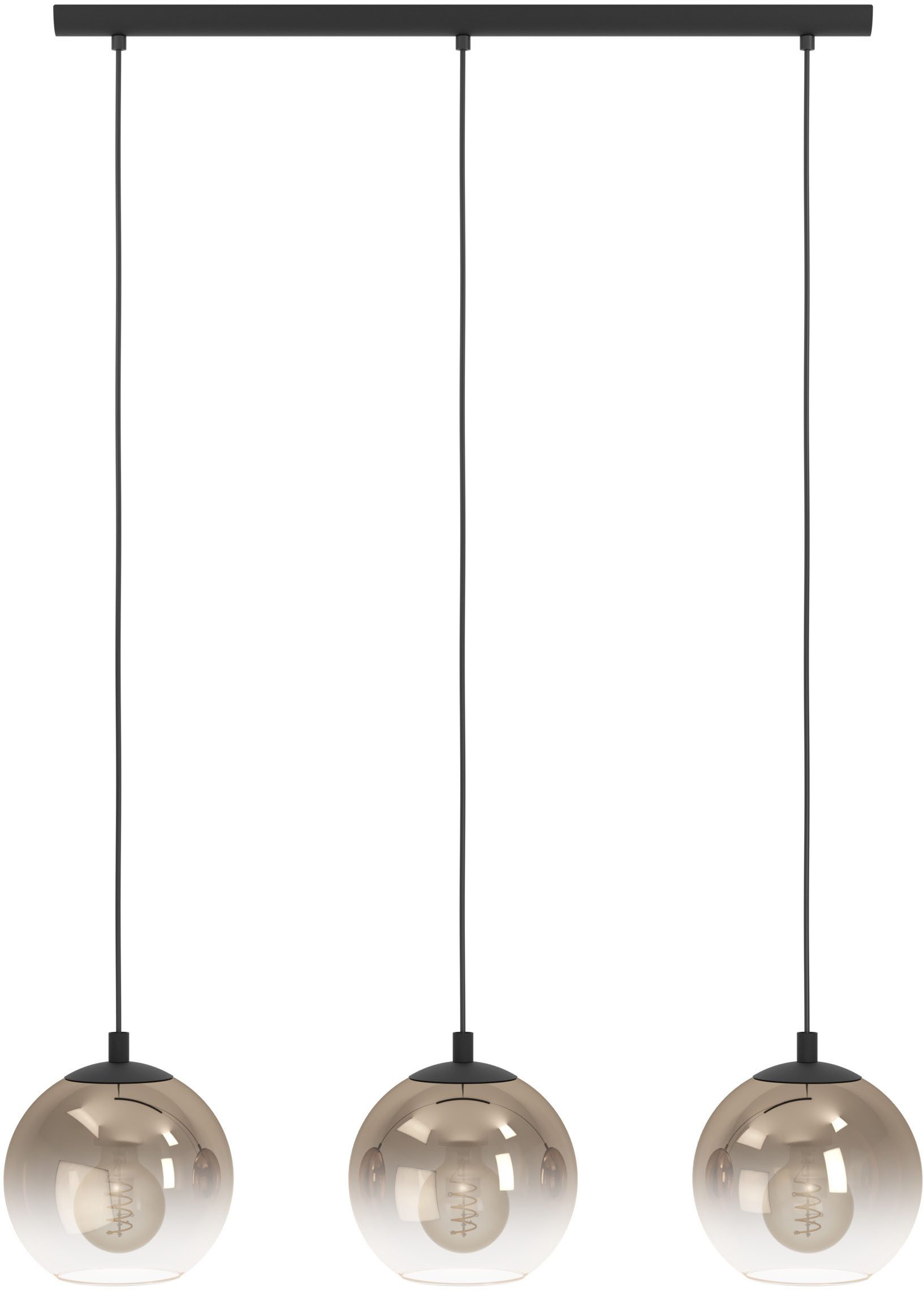 EGLO Hängeleuchte ARISCANI 1 Pendellampe - Stahl - E27 - 3X60W - IP20, ohne Leuchtmittel, Hängelampe, Deckenlampe, Wohnzimmer, Esszimmer, L76,5 x B16,5 x H110cm