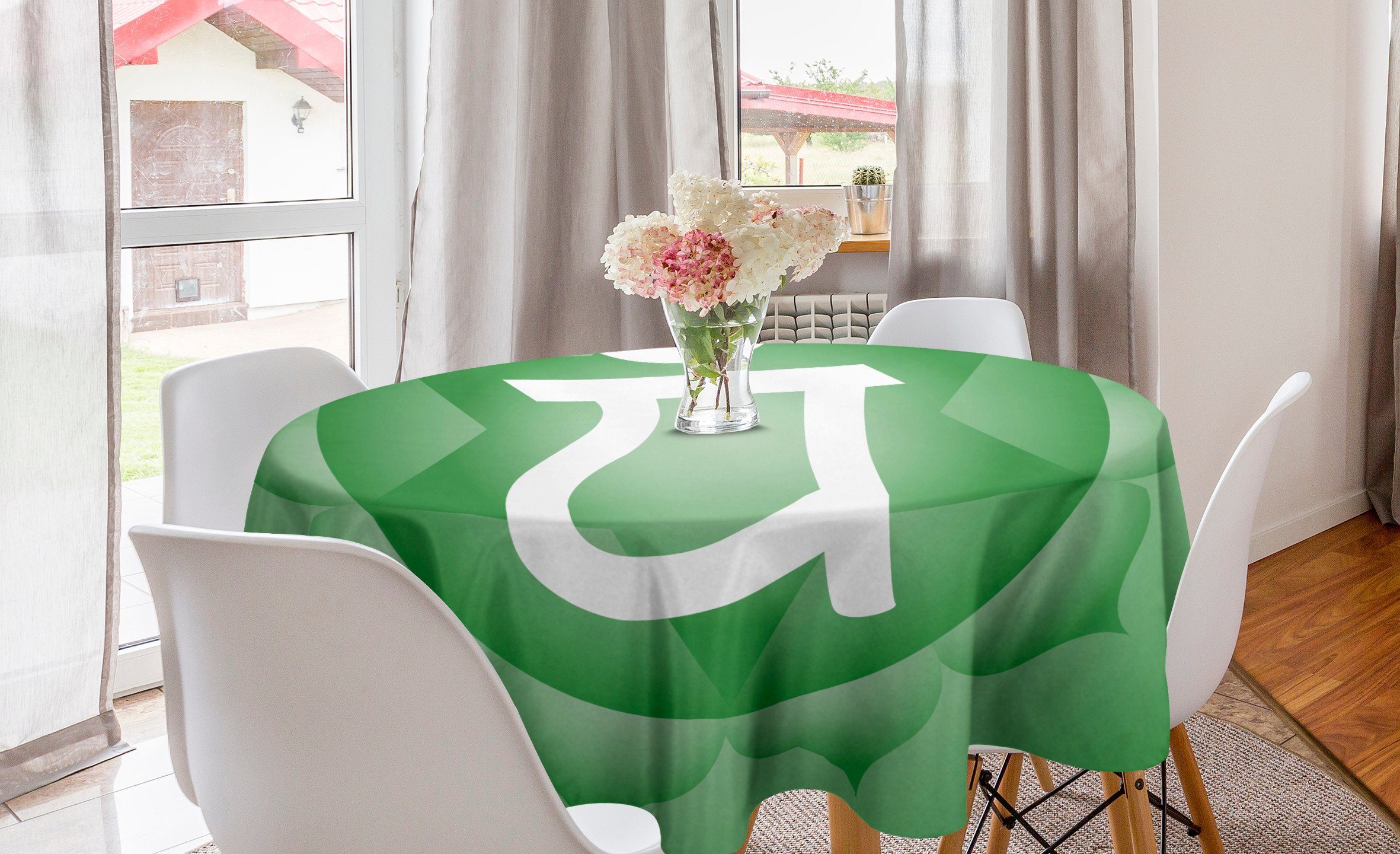 Abakuhaus Tischdecke Kreis Tischdecke Abdeckung grüne Chakra Esszimmer Küche Motiv Dekoration, Eastern Mandala für