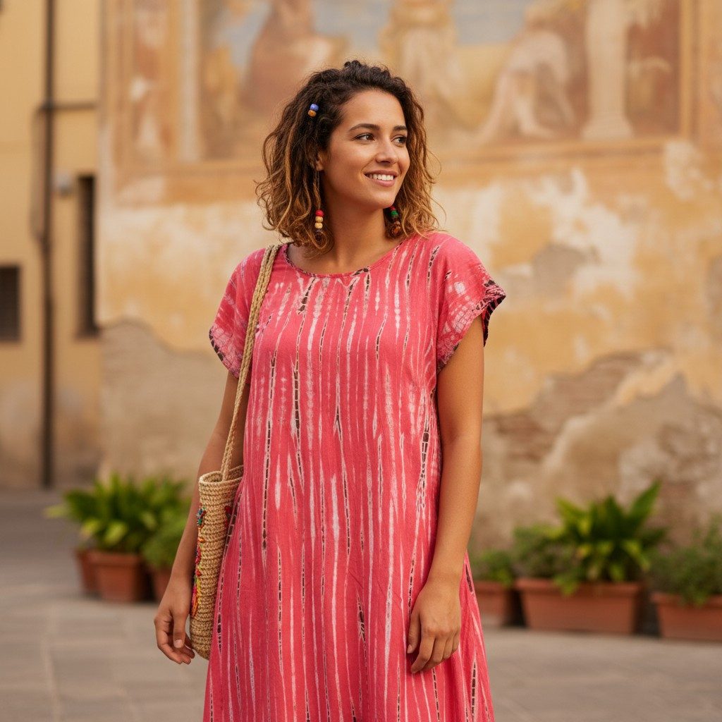 Guru-Shop Midikleid Batik Tunika, Midikleid, Strandkleid, Kurzarm.. alterna günstig online kaufen