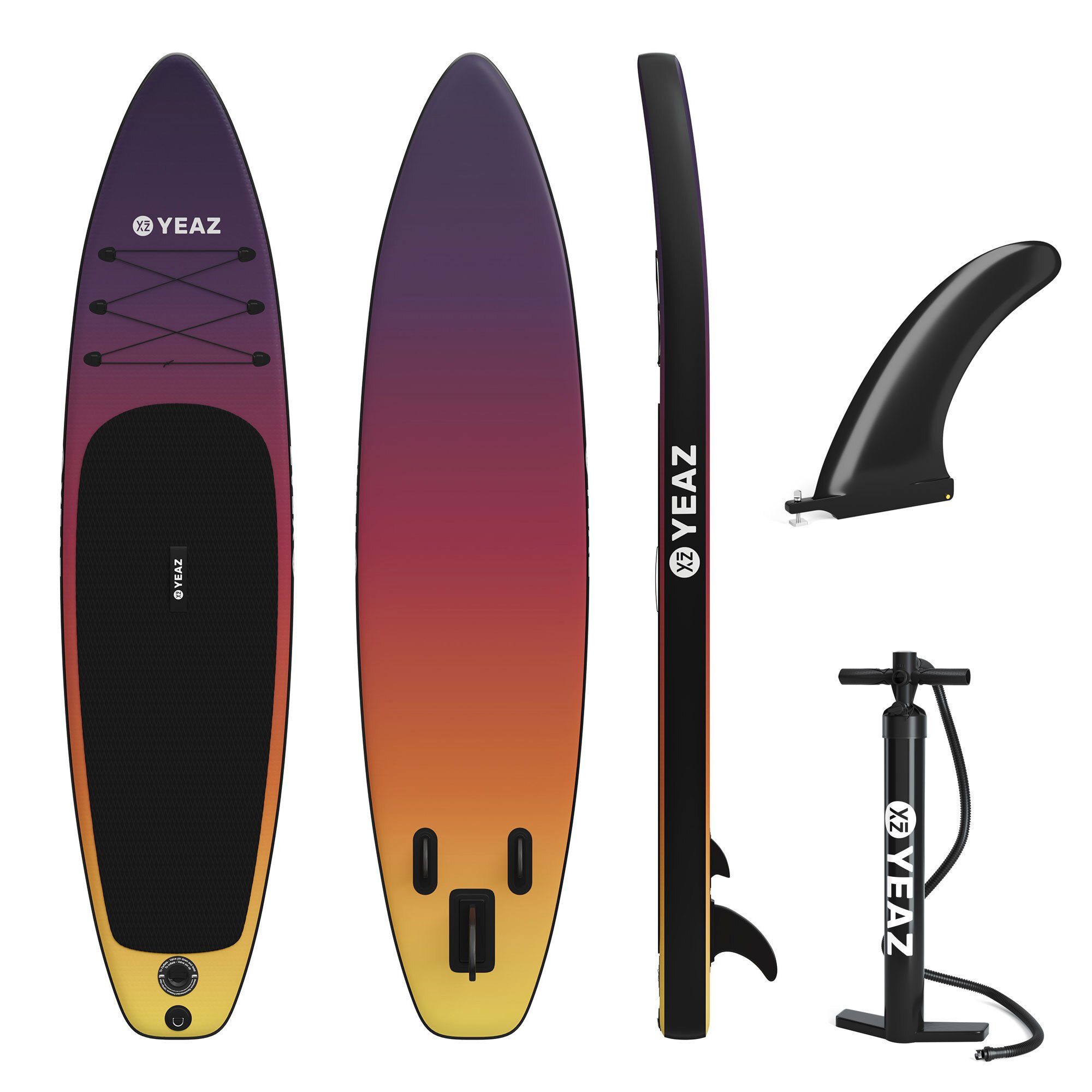 YEAZ Inflatable SUP-Board SUNSET BEACH - EXOTRACE - SUP Board, Inflatable SUP Board, (Set), inkl. Zubehör wie Finne und Handpumpe