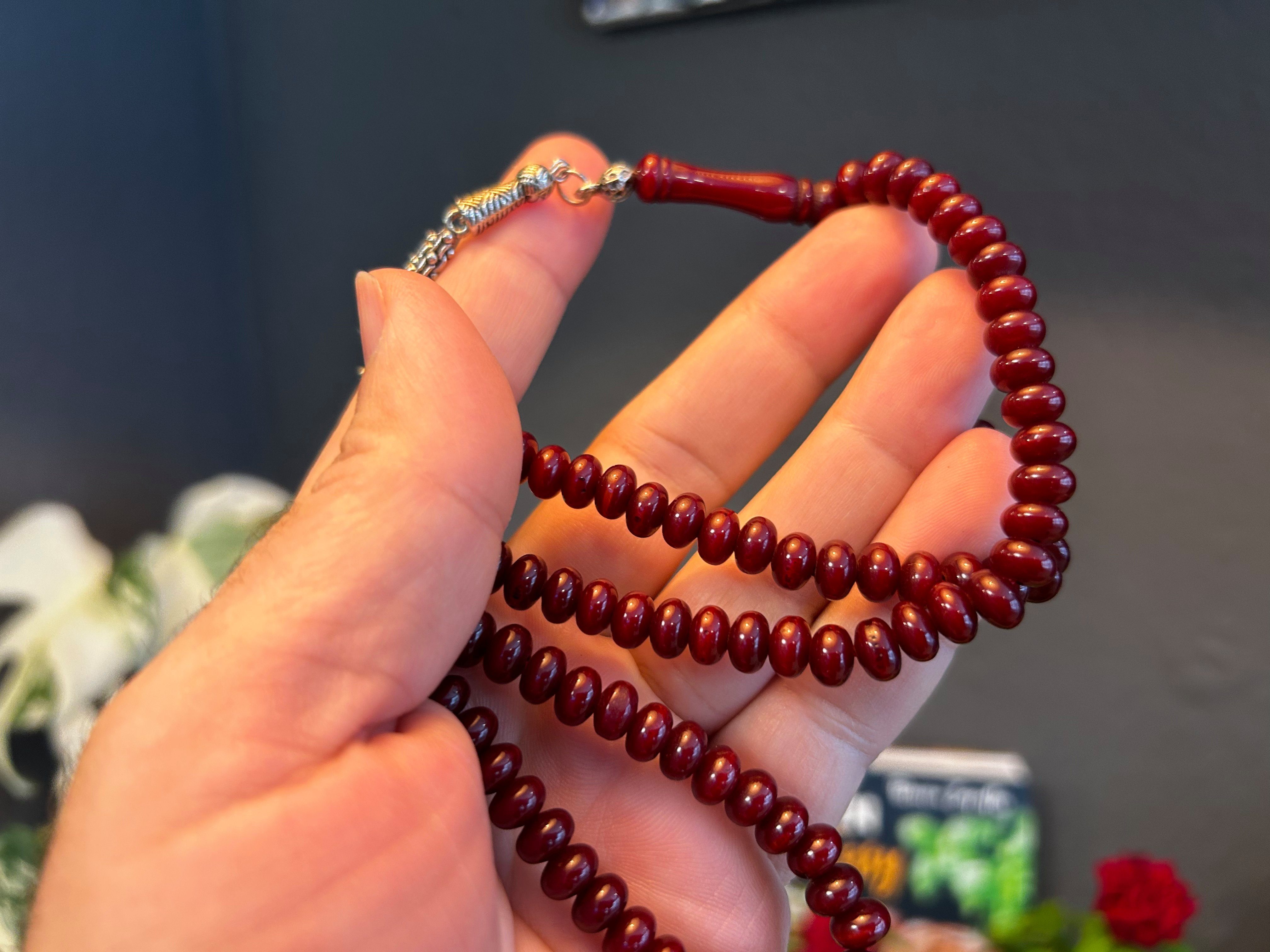 TesbihBid Kettenanhänger 99 Gebetskette faturan Misbaha islam Bakalite Tesbih Prayerbeads Amber