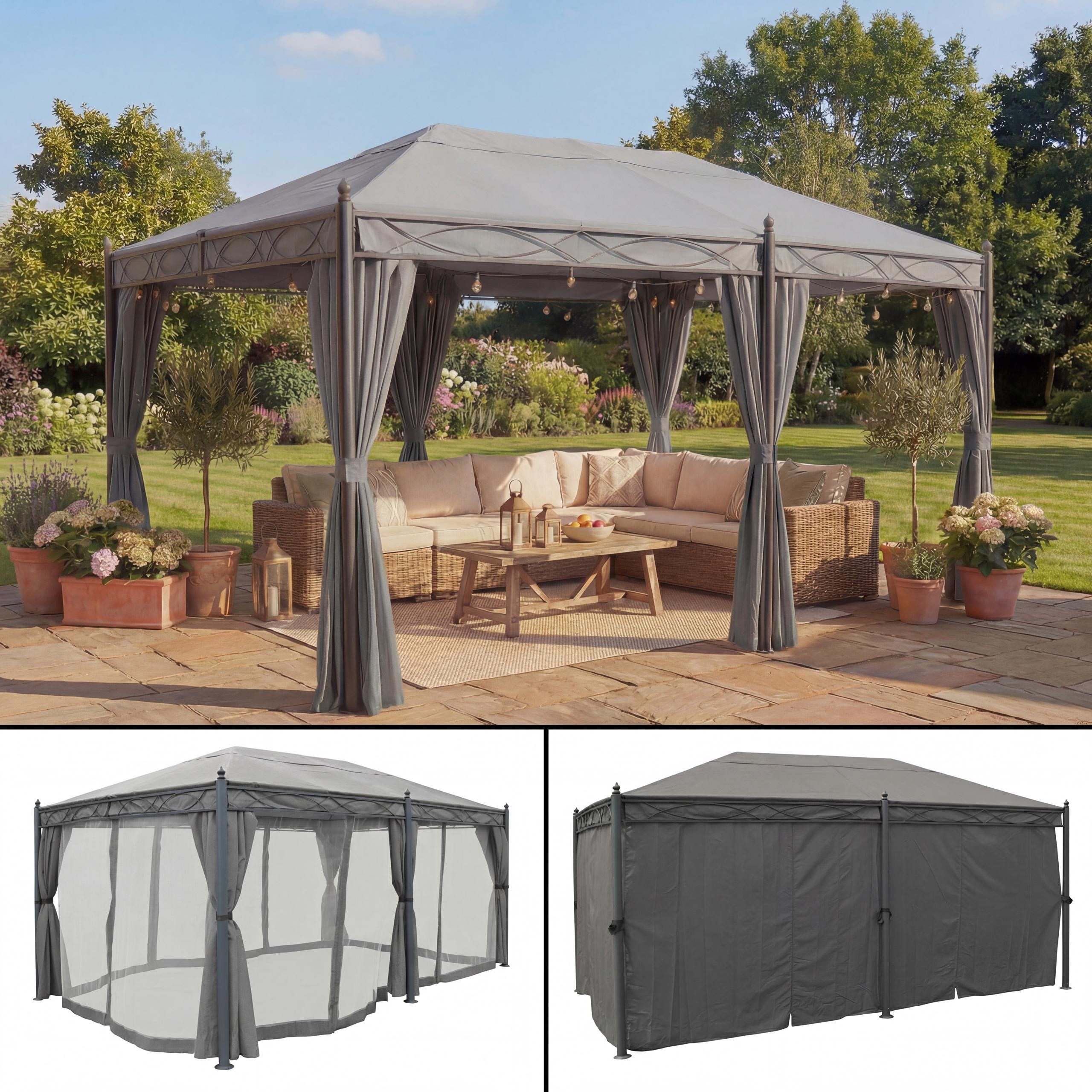 MCW Pergola Calpe, UV-Schutz: UV50+, mit Seitenwand und Moskitonetz