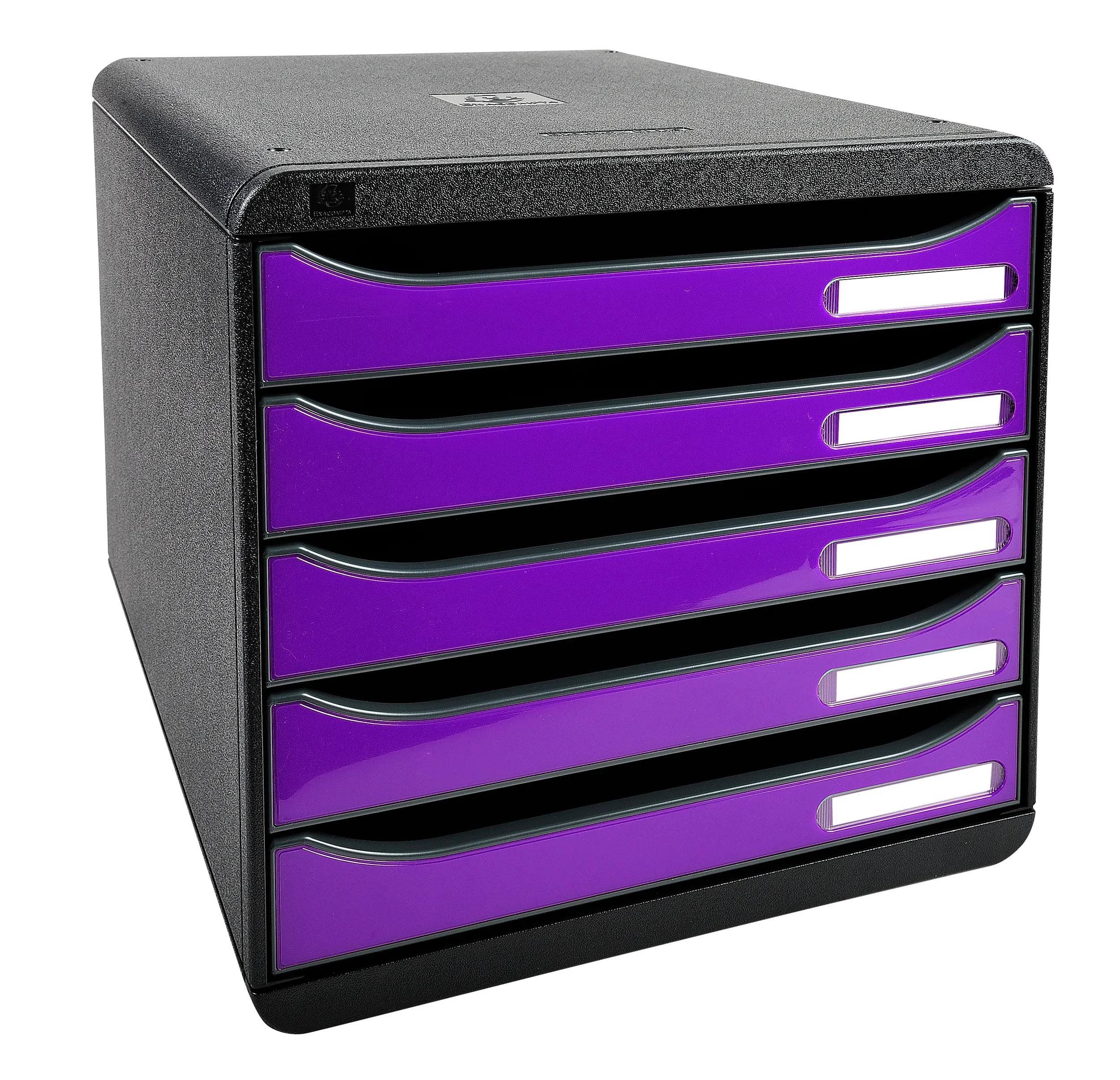 Thumbnail - EXACOMPTA Schubladenbox Schubladenbox Big Box Plus 5 offene Schubladen Violett Glossy 3097220D, Boxen stappelbar