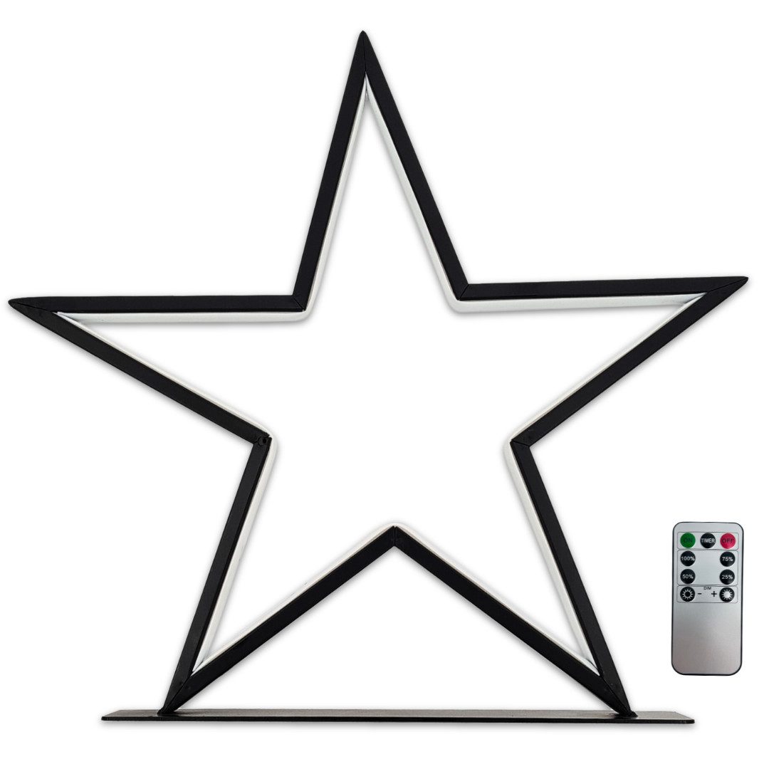 abc HOME LED-Stern für außen Stern Fensterleuchte Schwarz Dimmbar Timer Fernbedienung IP44