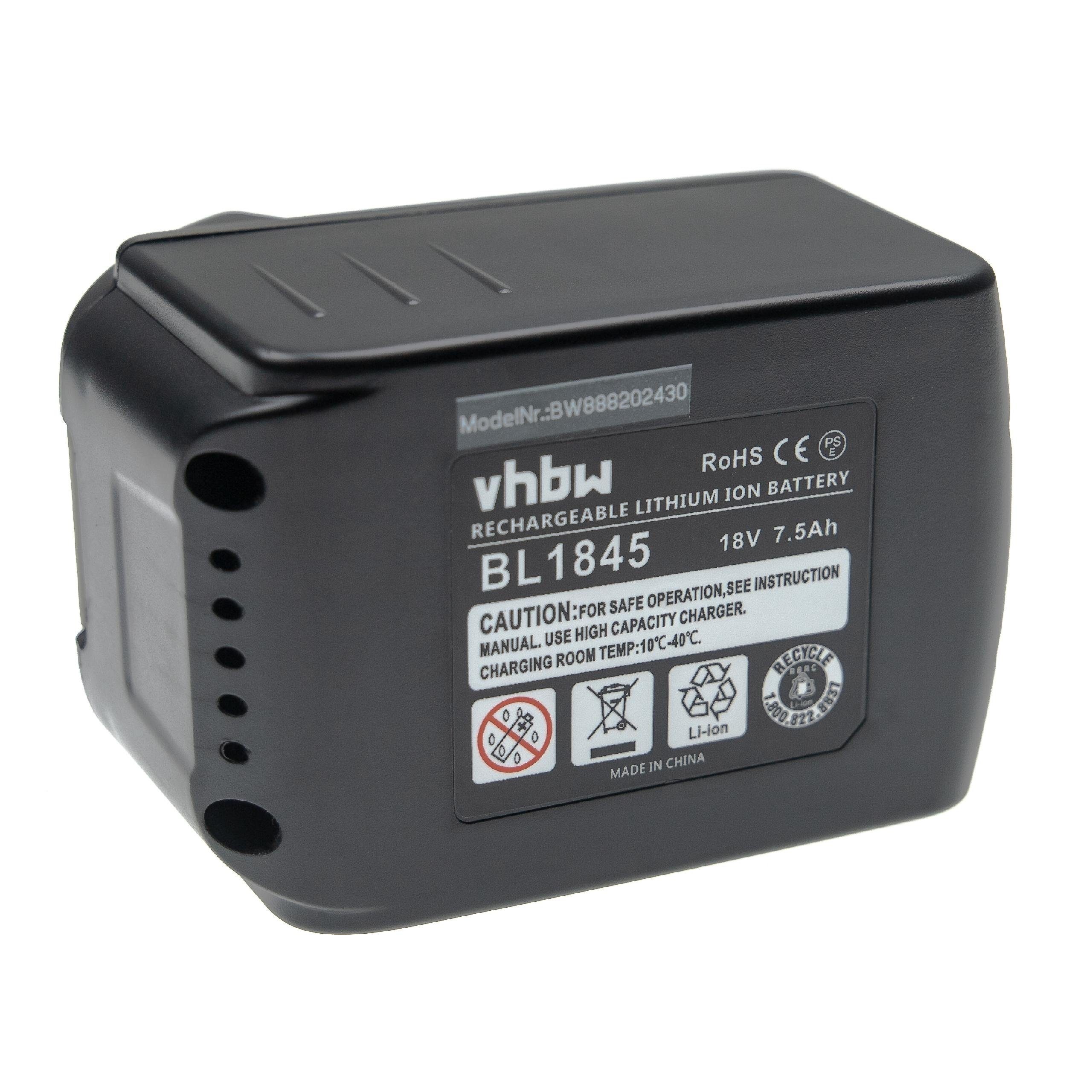 vhbw Akku passend für Kompatibel mit Makita TD146DRFXW, TD251DRFX, TD251DZ, TD146DZ, TD147DRFX, TD147DZ Elektrowerkzeug (7500mAh, 18V, Li-Ion) 7500 mAh