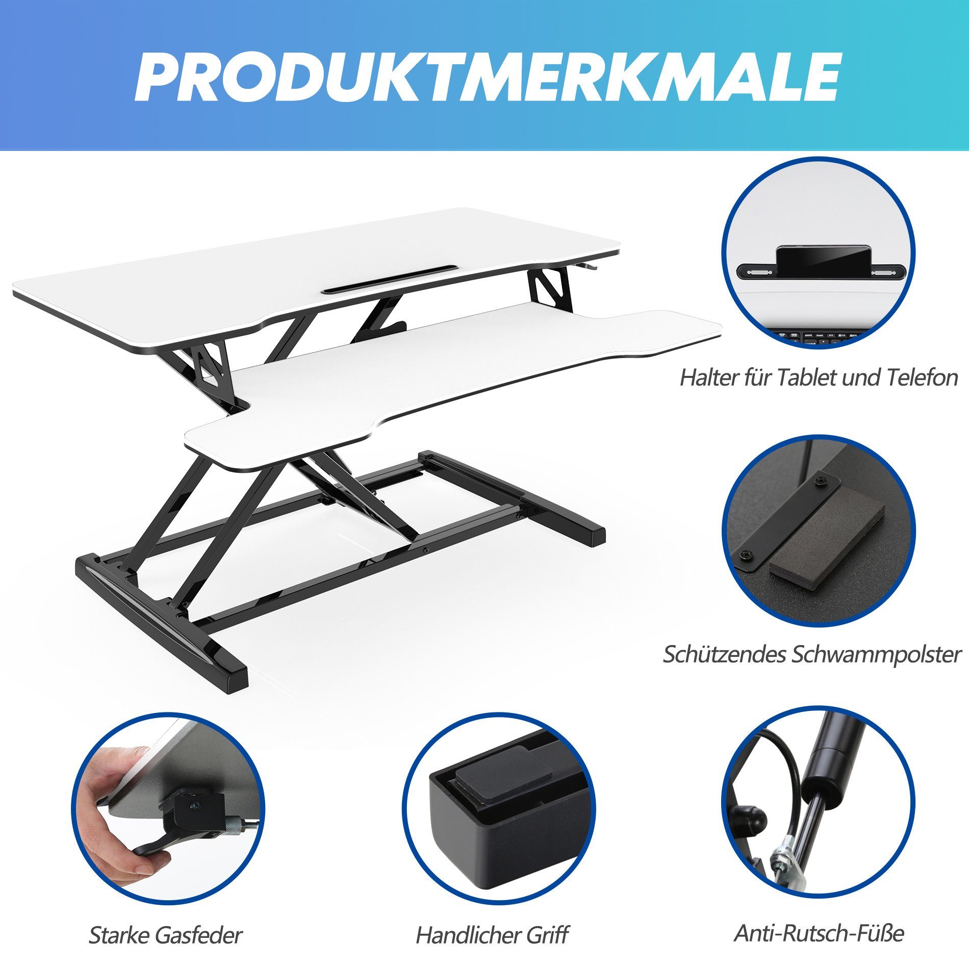 FITUEYES Monitorständer 91,5 cm breite, Bildschirmerhöhung, Schreibtischaufsatz, (höhenverstellbar, mit integrierter Handy-Nut, rutschfeste Füße) – Bild 4 von 5