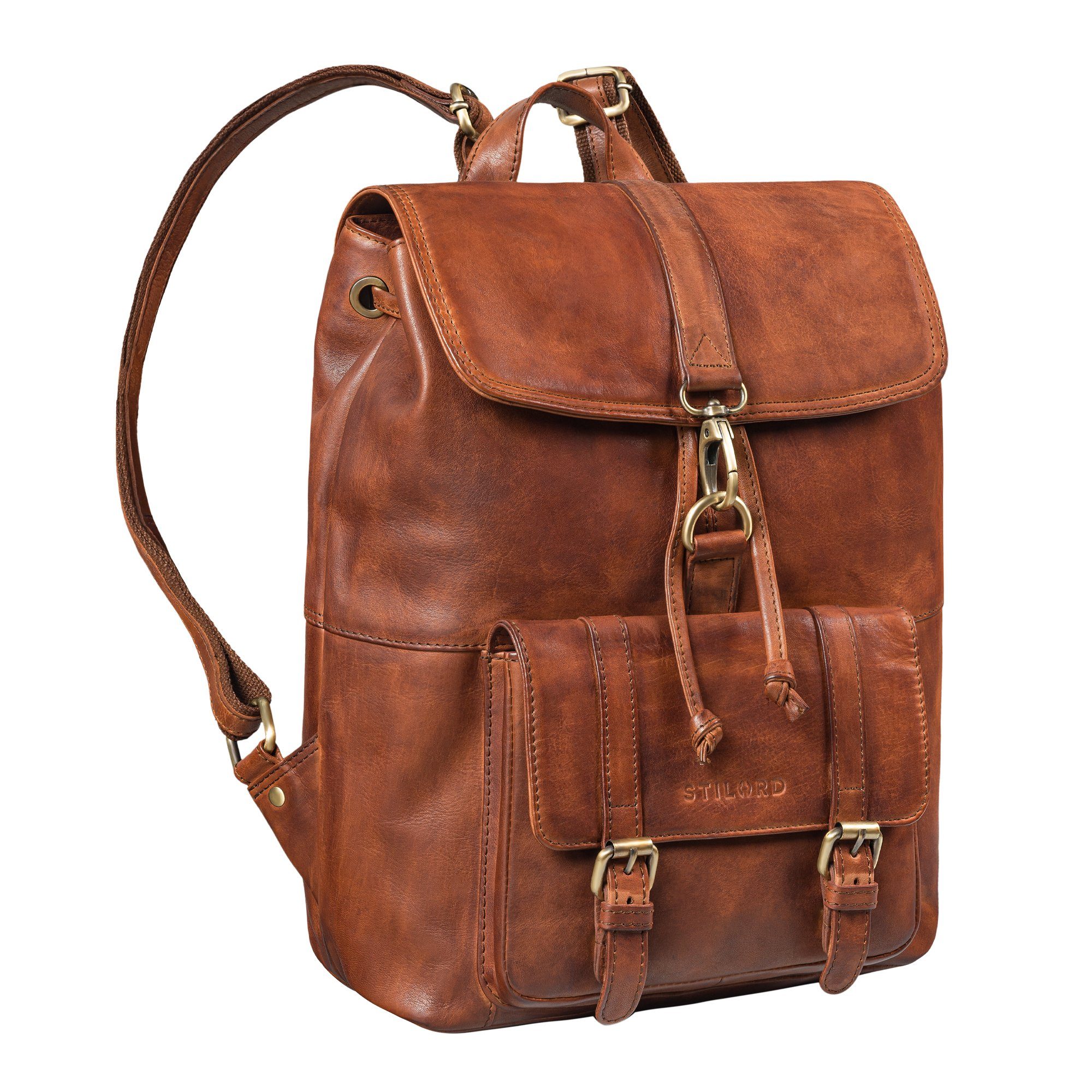 STILORD Cityrucksack "Kacey" Daypack Damen Leder 13.3 Zoll Lederrucksack Unirucksack