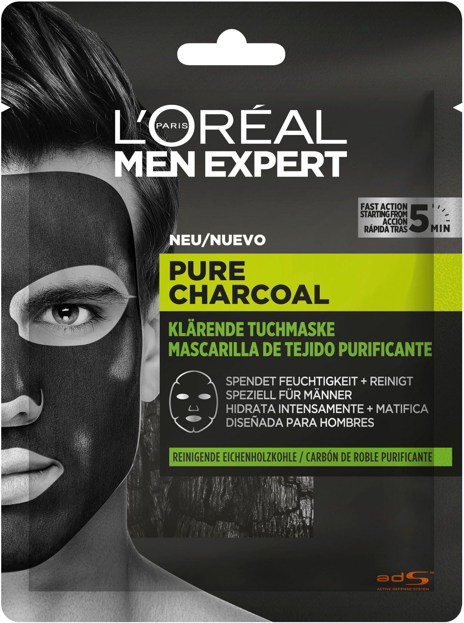 Pure und Hydra MEN L'ORÉAL EXPERT Set, Charcoal Energy Gesichtsmasken-Set 4-tlg. PARIS