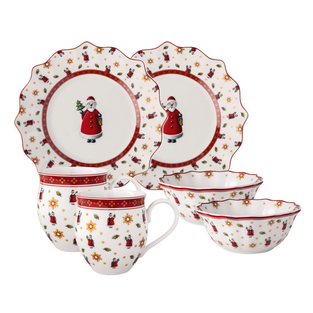 Villeroy & Boch Frühstücks-Geschirrset Toy's Delight Frühstücks-Set für 2 (6-tlg), 2 Personen, Porzellan, Premium Porcelain, 6 Stck, Handwäsche empfohlen