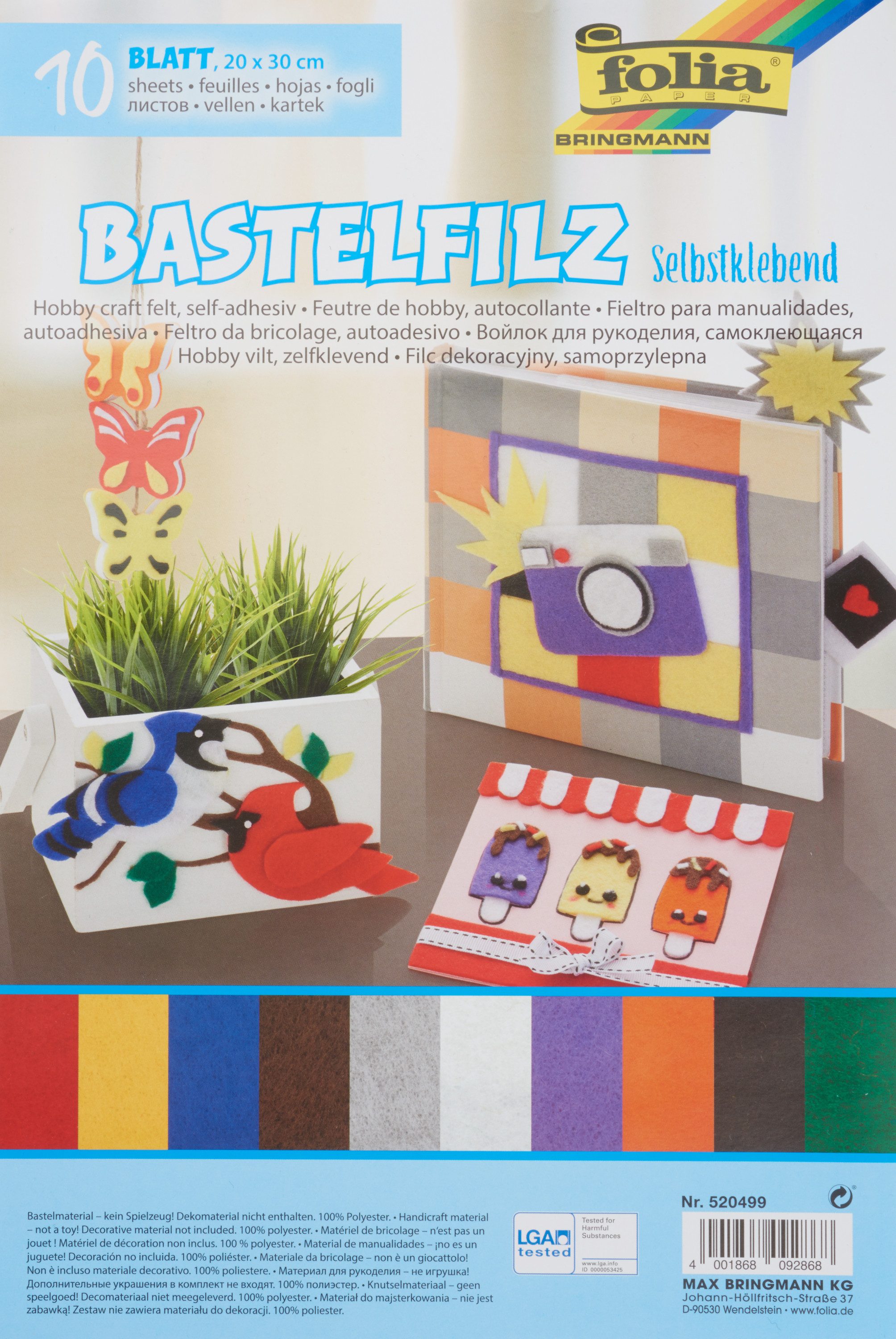 Folia Bastelfilz, 10 Blatt, selbstklebend