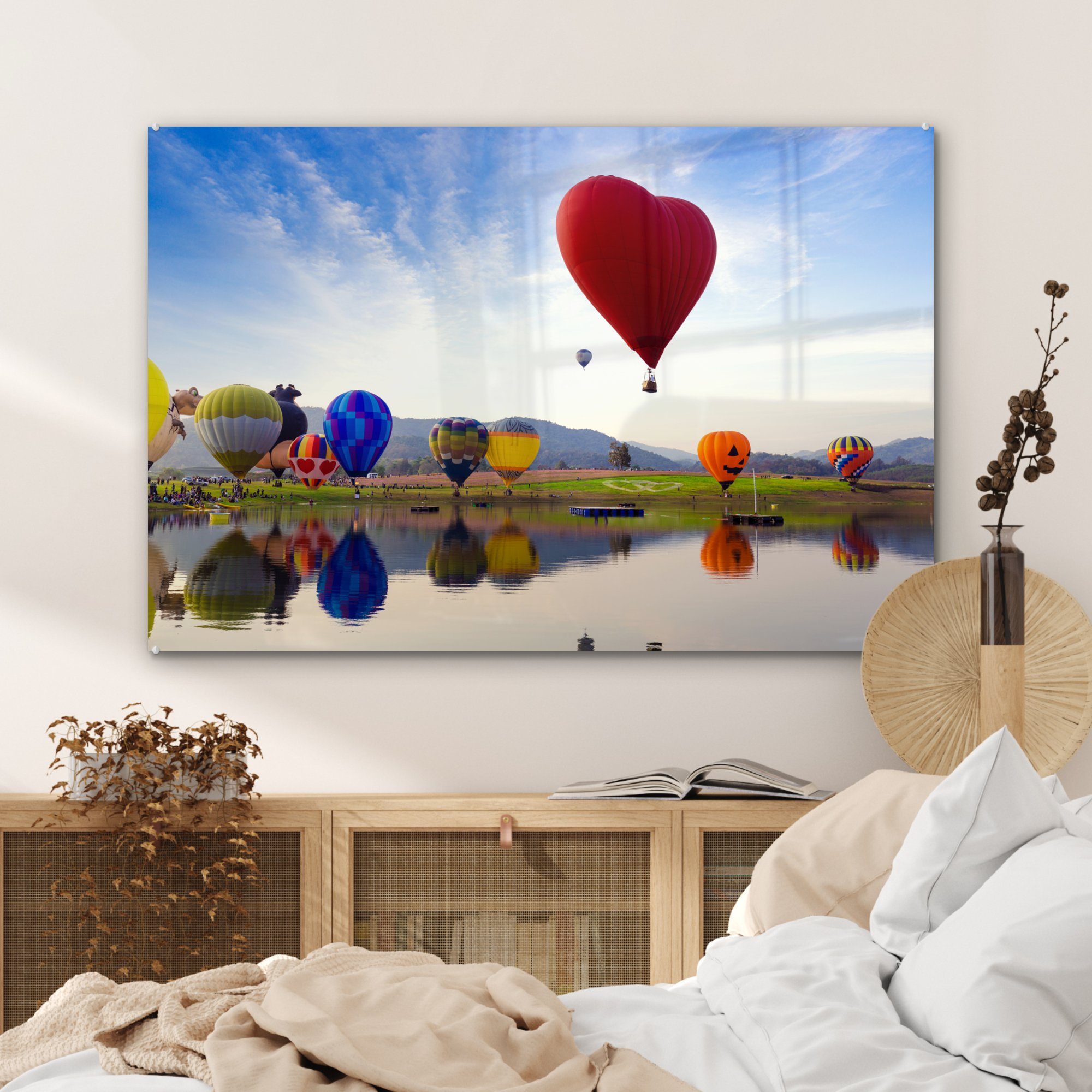 - (1 & - Festival Wohnzimmer Heißluftballon Acrylglasbild MuchoWow Schlafzimmer Wolken, Acrylglasbilder St),