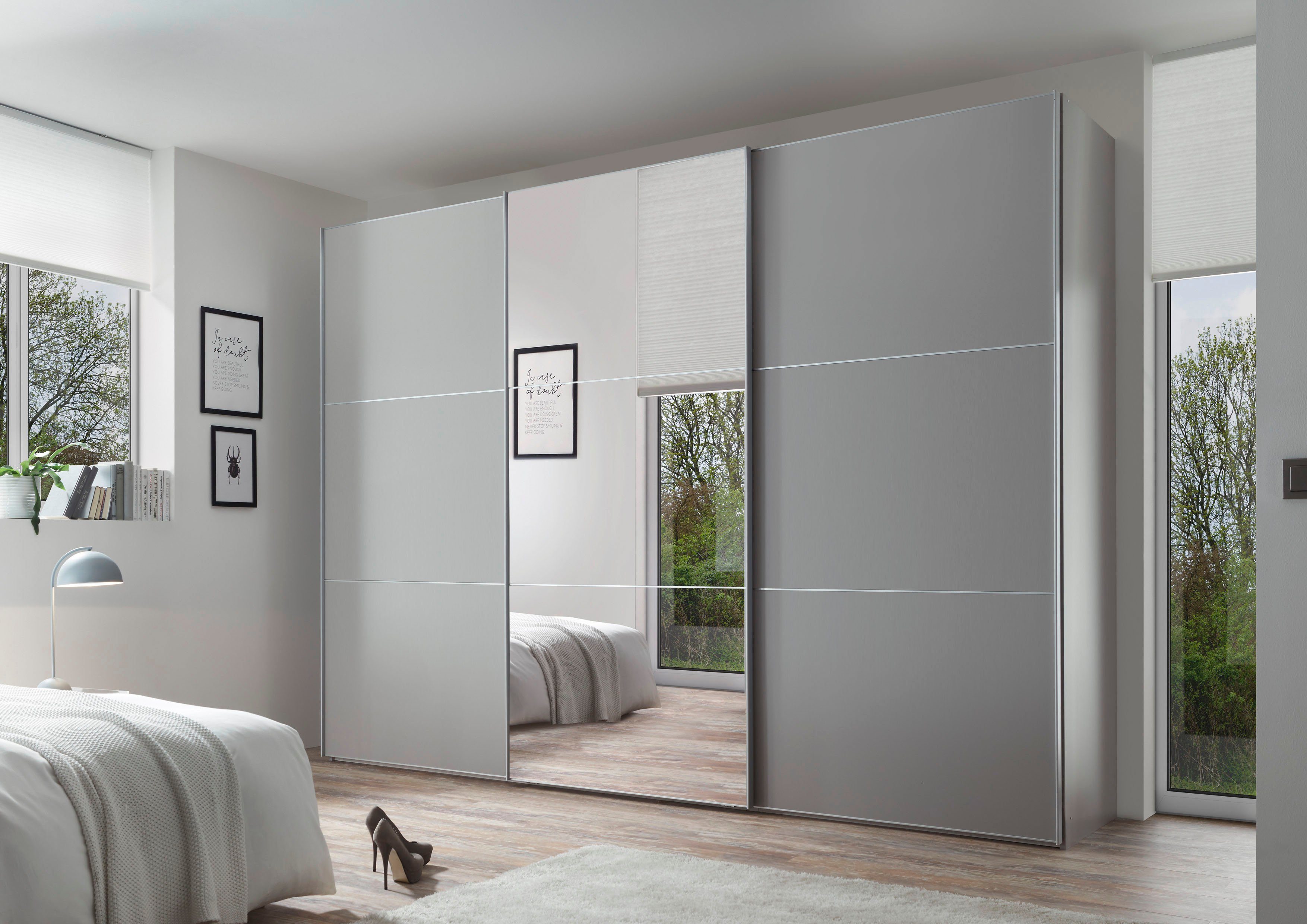 STAUD Schwebetürenschrank Includo, Made in Germany Mit Spiegeltüre und vier verschiedenen Ausstattungsvarianten