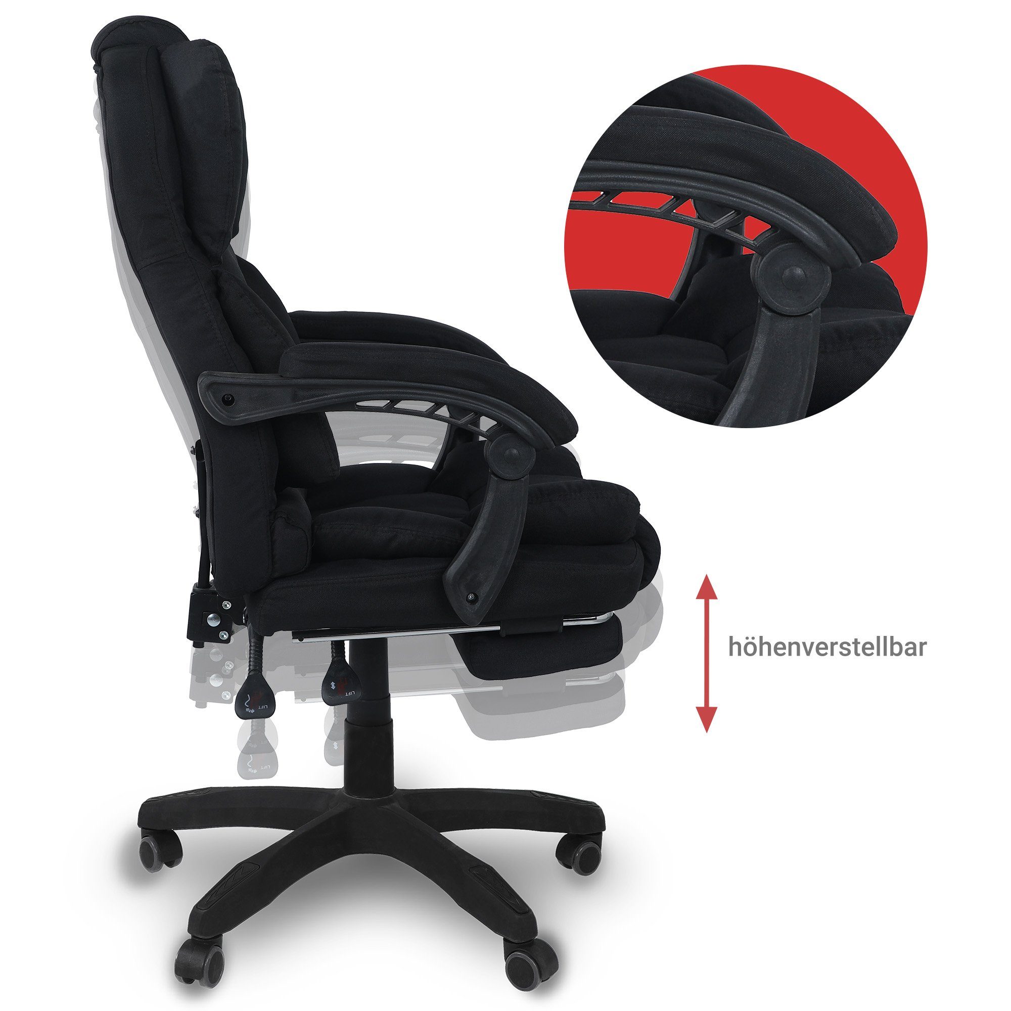 Chefsessel (1 Home mit TRISENS Polsterung Lederoptik-Design Stoff im Office - Rafael Chair extra Stück), Schwarz Bürostuhl