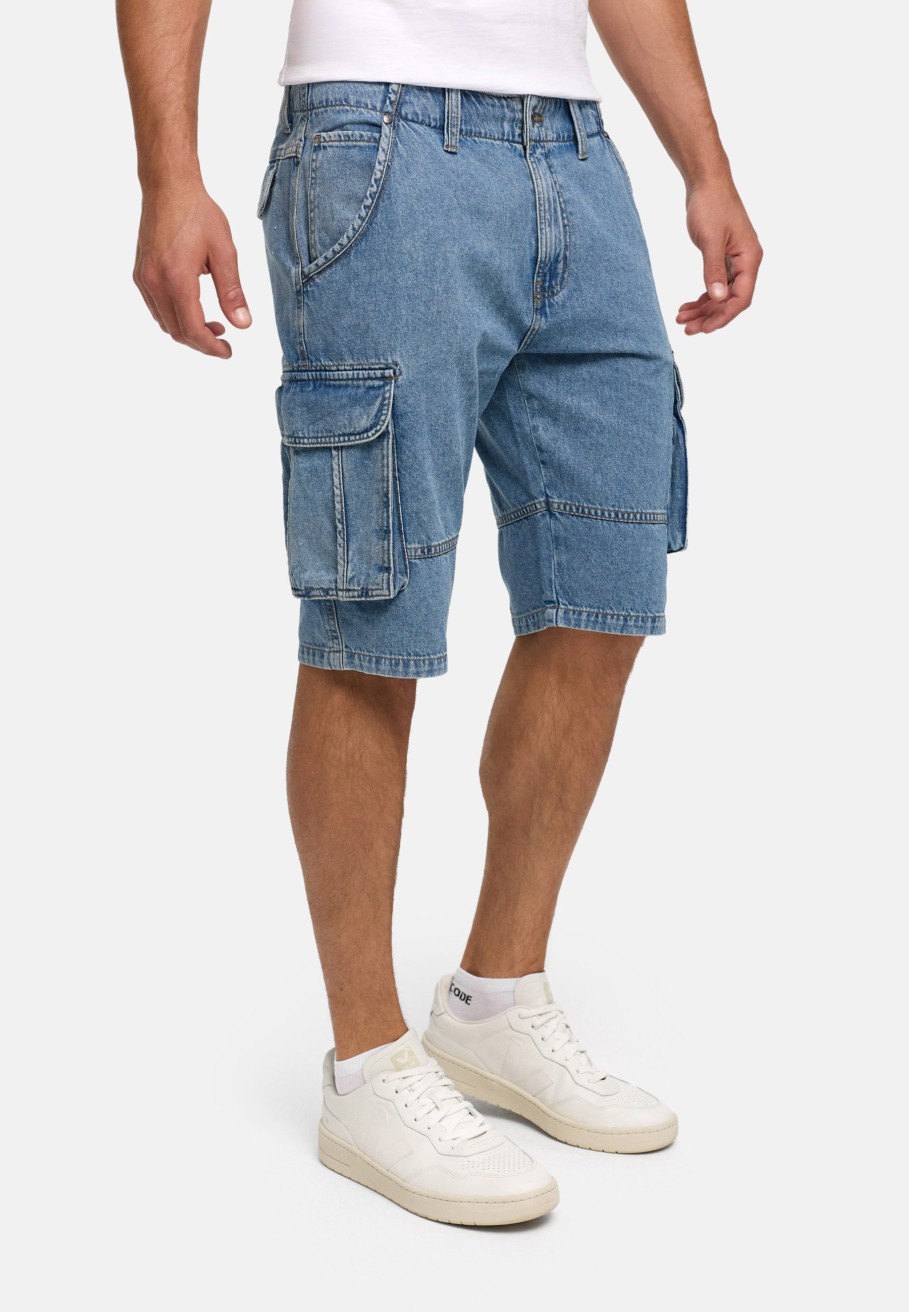 Indicode Cargoshorts Herren Monroe Cargo Cargo Shorts Herrenshorts mit 6 Taschen inkl. Gürtel