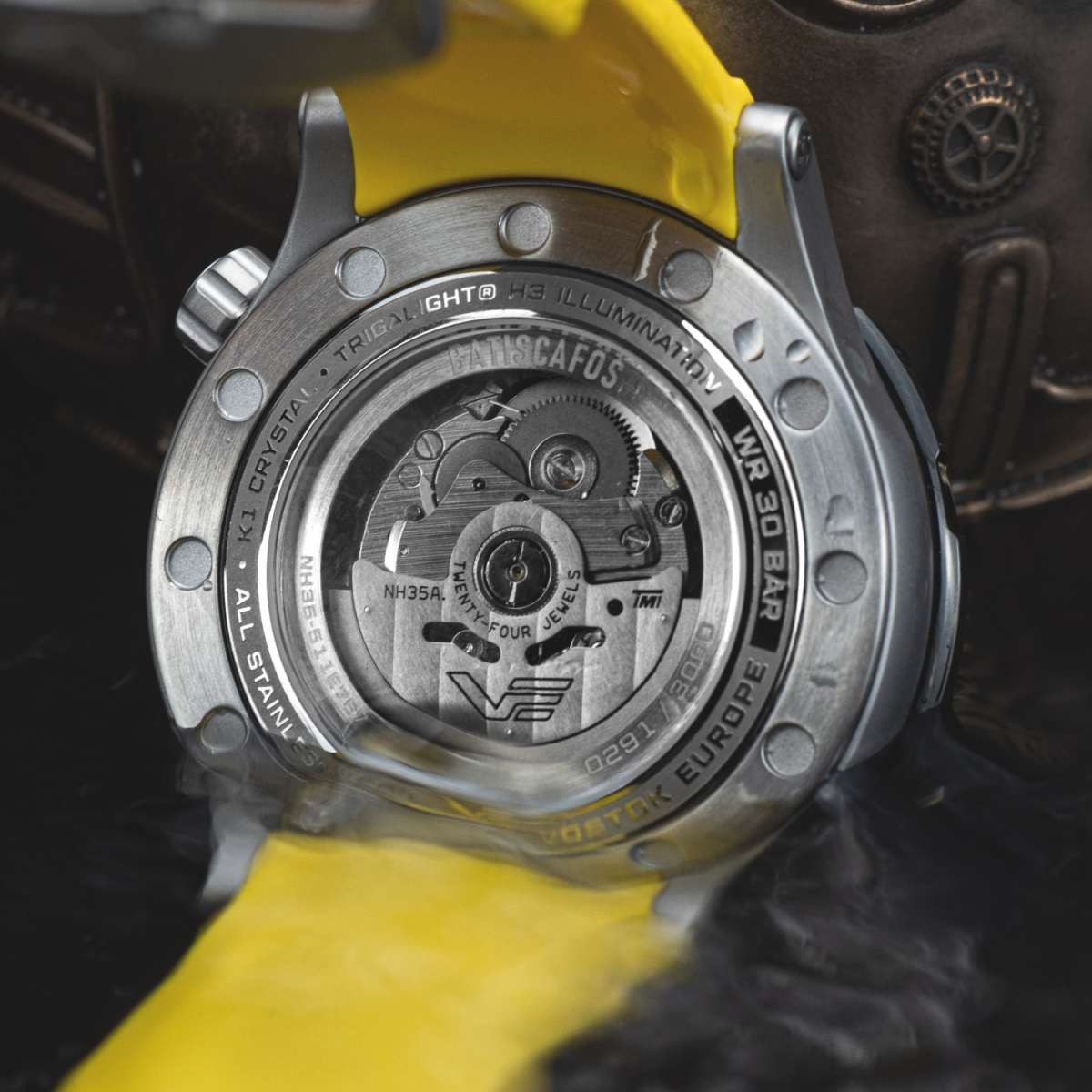 Vostok Europe Automatikuhr NH35-511E767-YLW, Herrenuhr Taucher Batiscafos Gelb/Schwarz