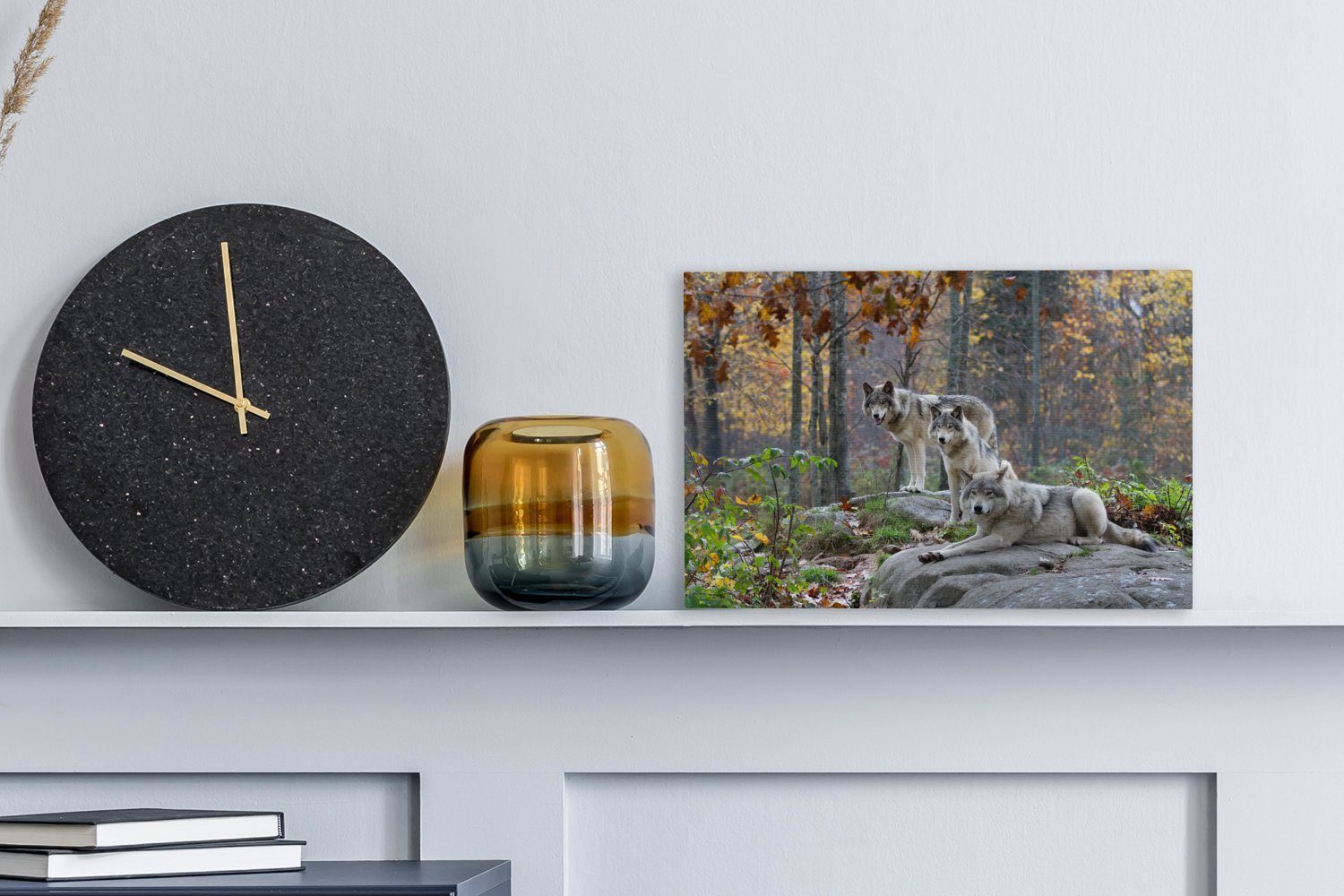 OneMillionCanvasses® Leinwandbild Wolf - Herbst - Wald, Fotodruck (1 St), L günstig online kaufen