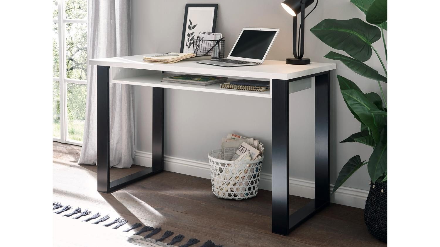 IMV Schreibtisch Schreibtisch Sherwood 06 Pinie weiß und anthrazit 125x60 cm