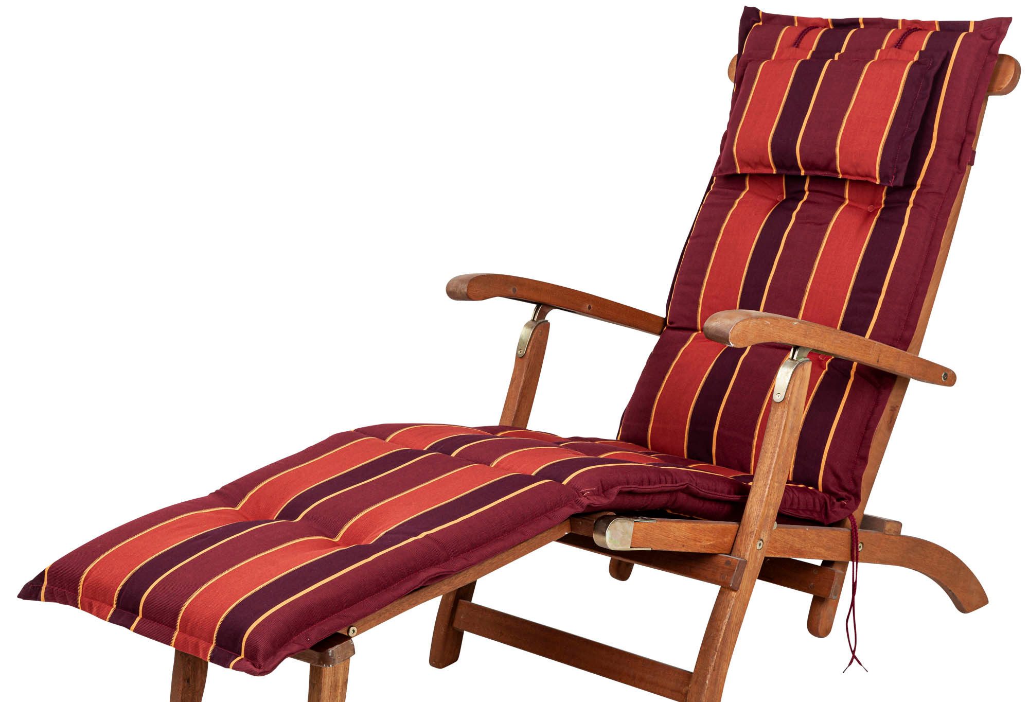 Sun Garden Sesselauflage Deckchair Naxos 20208-3 terracotta-rot gestreift 190x48x6 cm SG