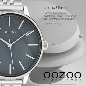 OOZOO Quarzuhr Oozoo Damen Armbanduhr Timepieces Analog, Damenuhr rund, groß (ca. 40mm) Edelstahlarmband, Fashion-Style