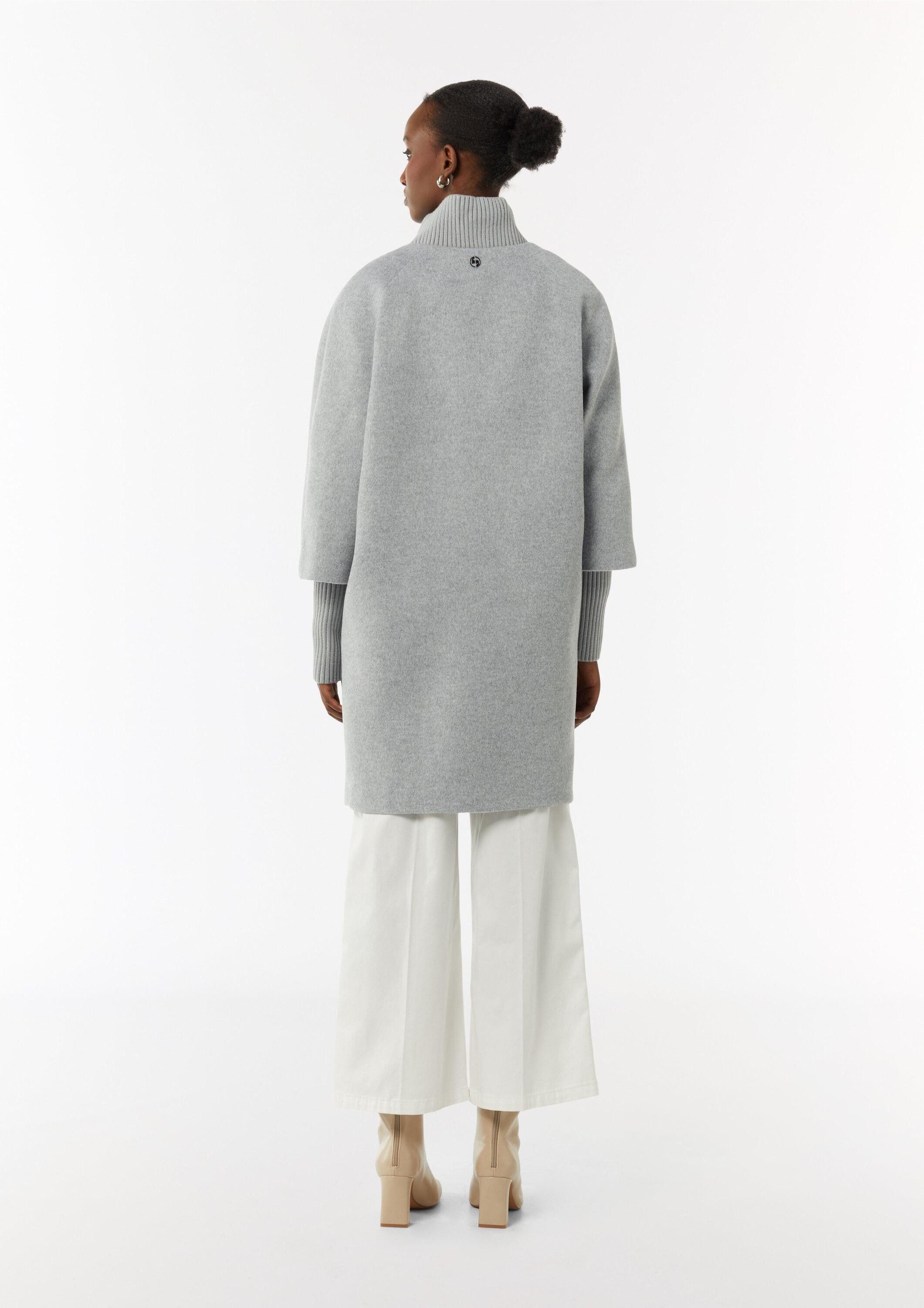 comma Funktionsmantel Outdoor-Mantel Wollmantel mit geripptem Kragen und Ärmeln