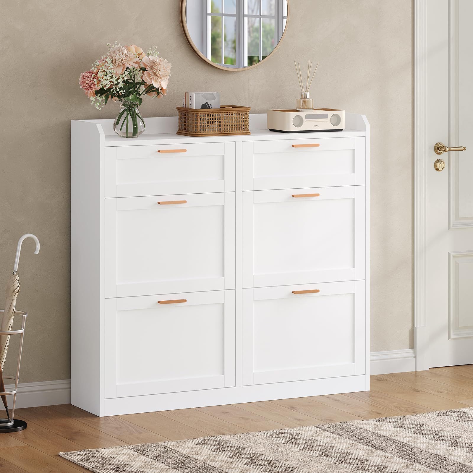 MSMASK Schuhschrank mit 4 Klappen, Einstellbarer Schuhregal, 24 x 100 x 103 cm (1-St)