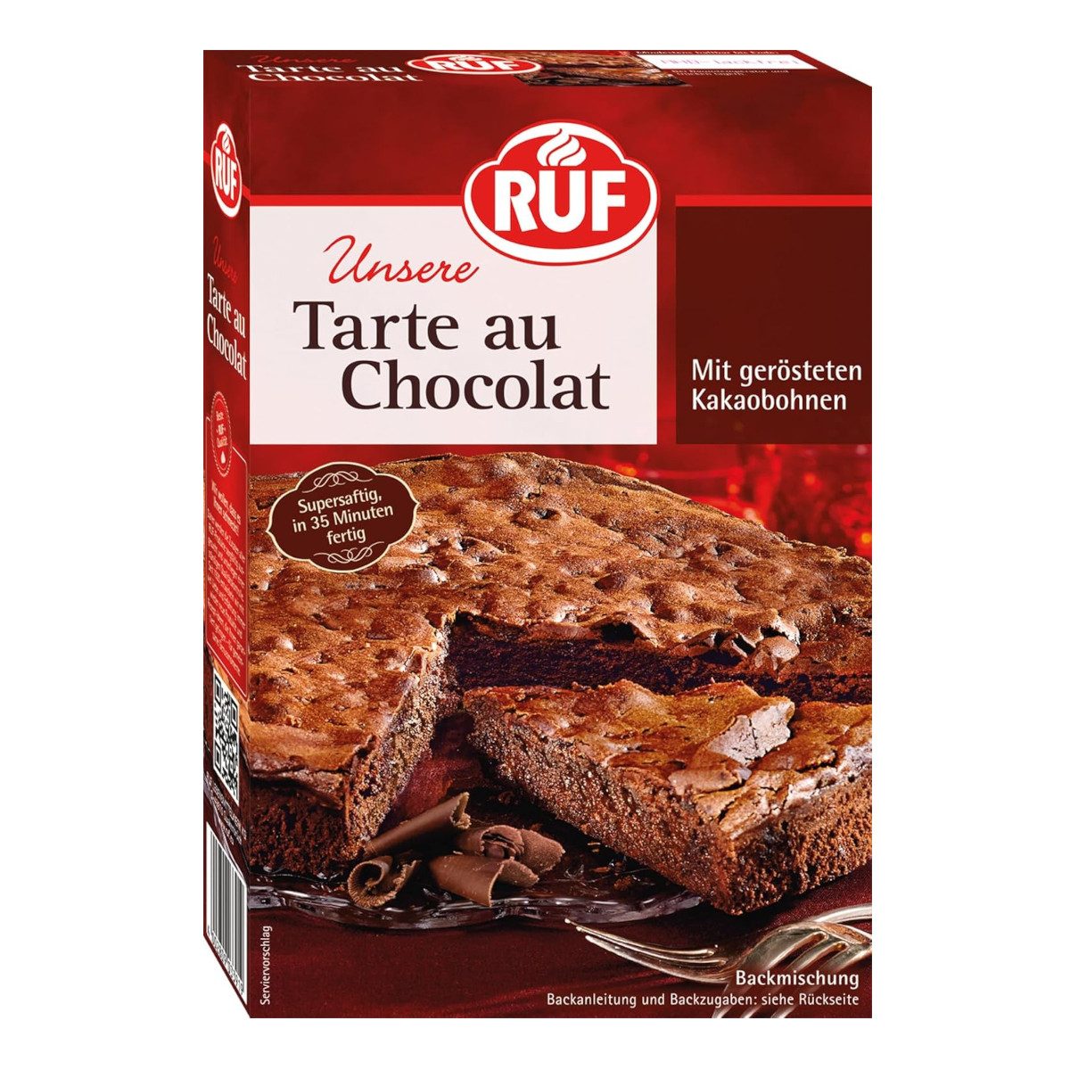 Ruf Backmischung, Ruf Tarte au Chocolat Backmischung mit Kakaobohnen Packung 470g