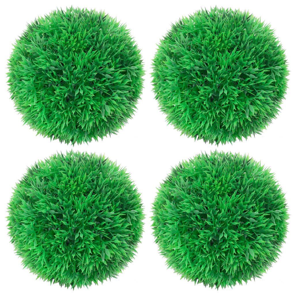 Kunstpflanze 4er Set künstliche Buchsbaumkugeln 12 cm Grün, furnicato, Höhe 12 cm, Witterungsbeständige Deko-Kugeln für Töpfe und Gartenbereiche