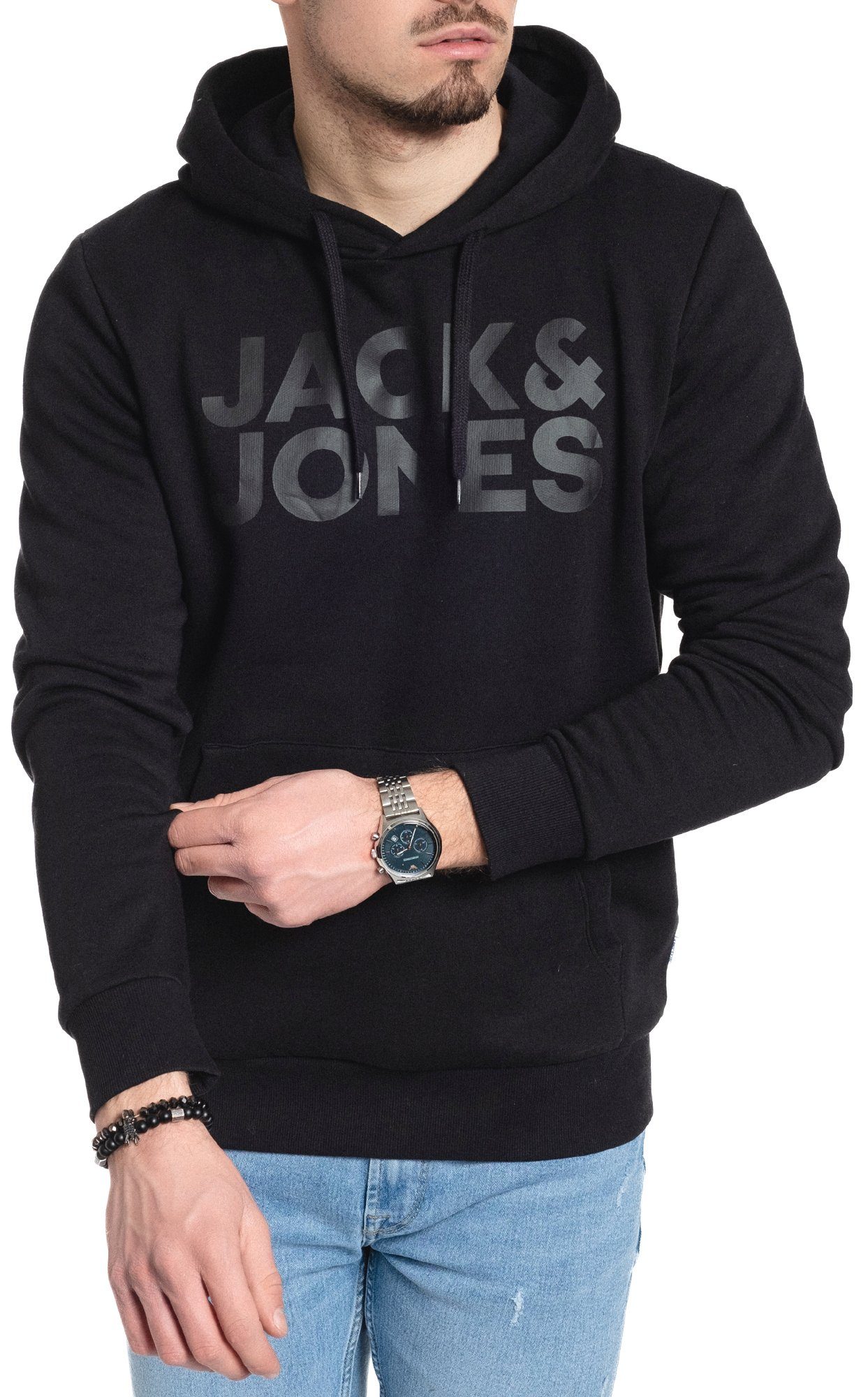 Jack & Jones Kapuzensweatshirt mit Kängurutasche Black-Black | 