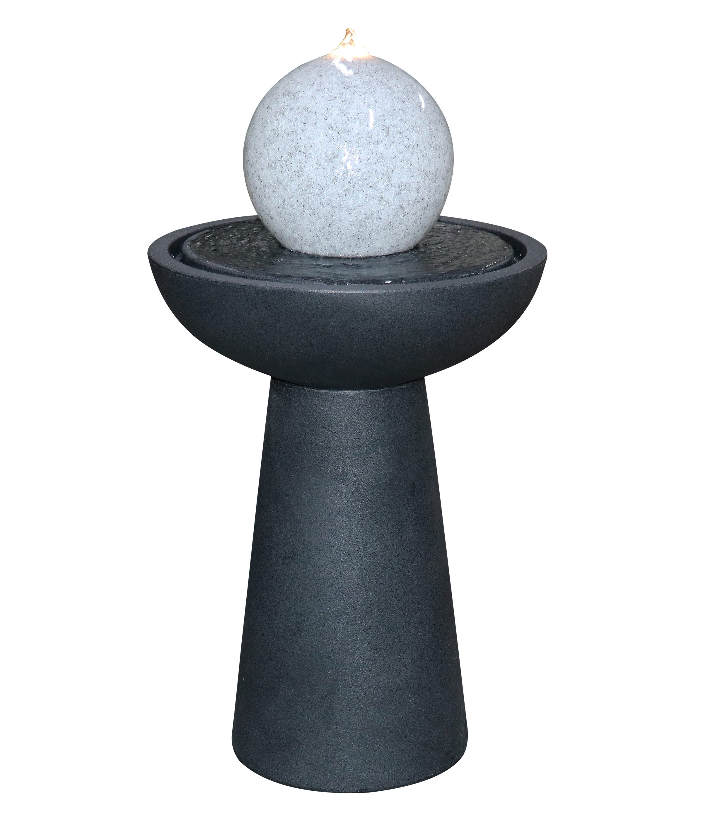 Dehner Gartenbrunnen Aurora, mit LED Beleuchtung, 47 x 88 x 47 cm, Polyethylen, schwarz, 47 cm Breite, frostbeständig, solarfähiges Wasserspiel, inkl. Pumpe / Trafo