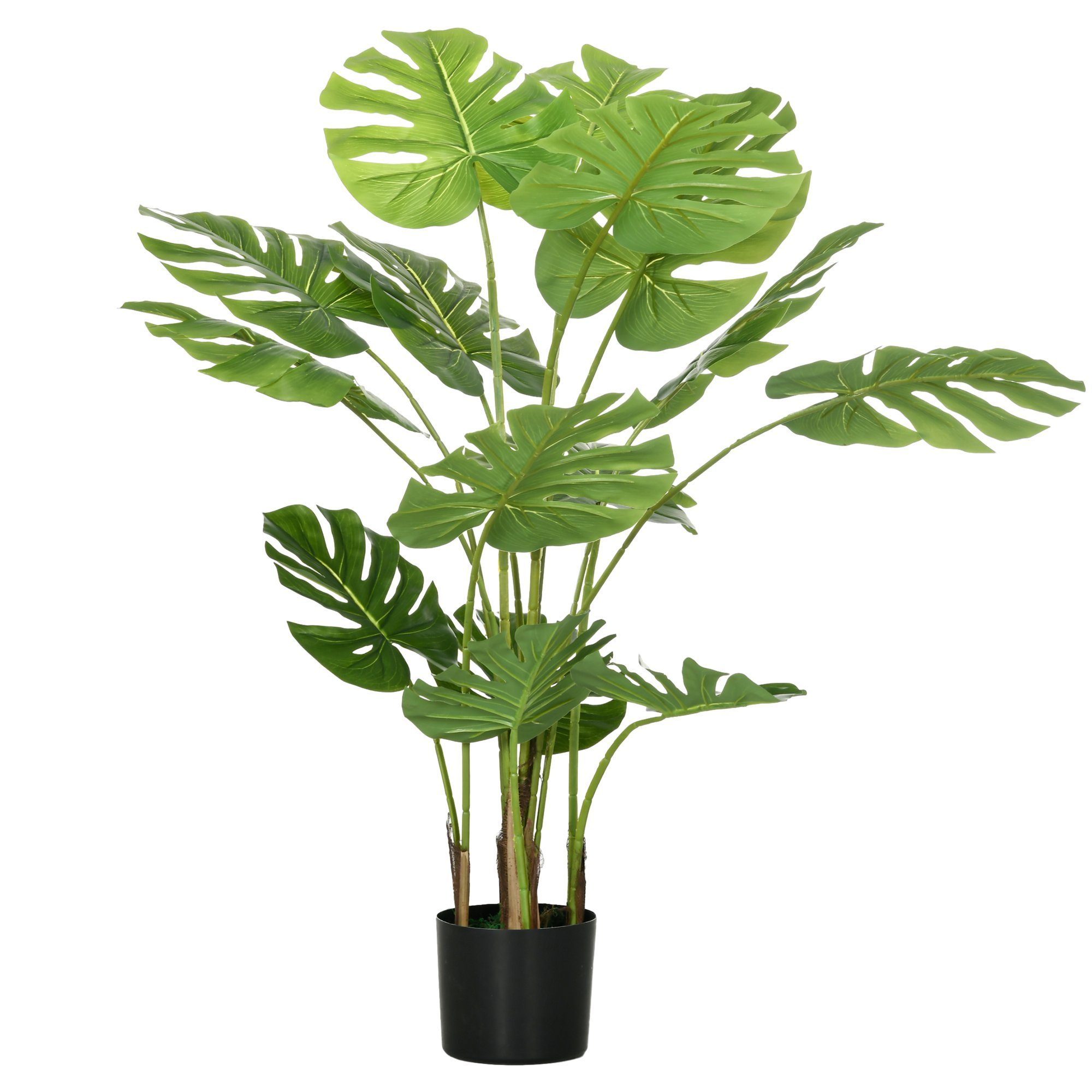Kunstpflanze Künstliche Pflanze, 120 cm Kunstbaum wie echt, Zimmerpflanze  Monstera Deliciosa, HOMCOM, Höhe 120 cm, für Wohnzimmer, Grün