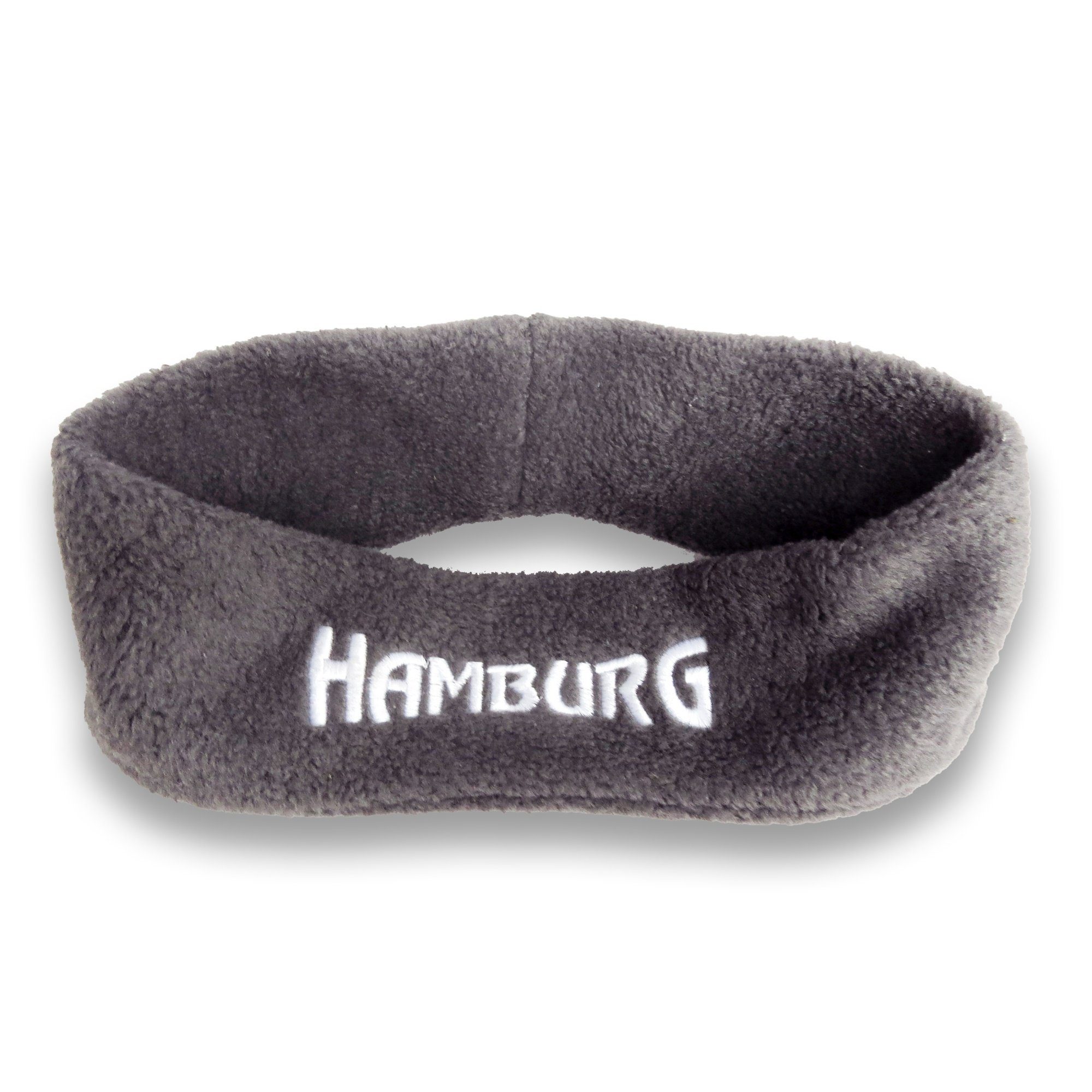 Sonia Originelli Stirnband Stirnband "Hamburg" Fleece kuschelig weich bestickt Marine, Rot grau