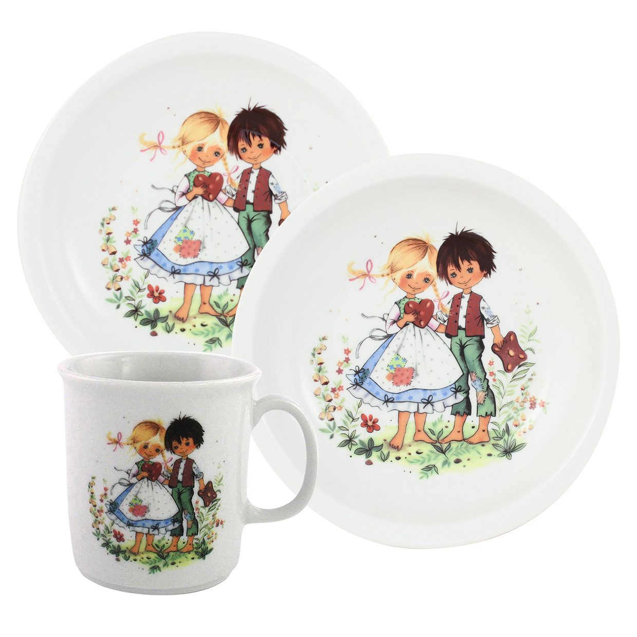 Eschenbach® PORZELLAN GERMANY Kindergeschirr-Set Kindergedeck Set 3-tlg. (3-tlg), 1 Personen, Porzellan, 3 Teile für 1 Kind Mädchen und Junge im Geschenkkarton