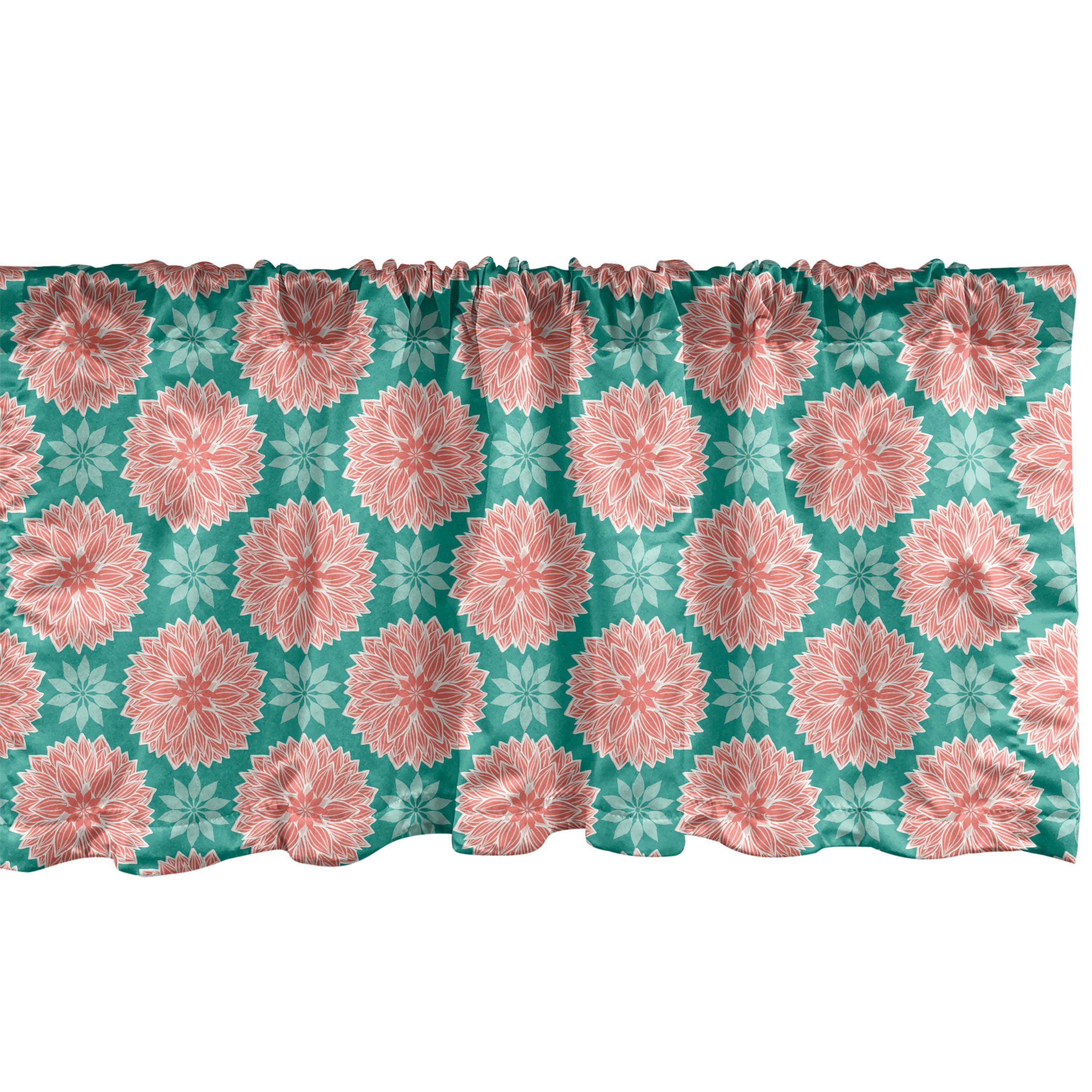 Scheibengardine Vorhang Volant für Küche Schlafzimmer Dekor mit Stangentasche, Abakuhaus, Microfaser, Blumen Pastell Lotus-Blumen-Motiv