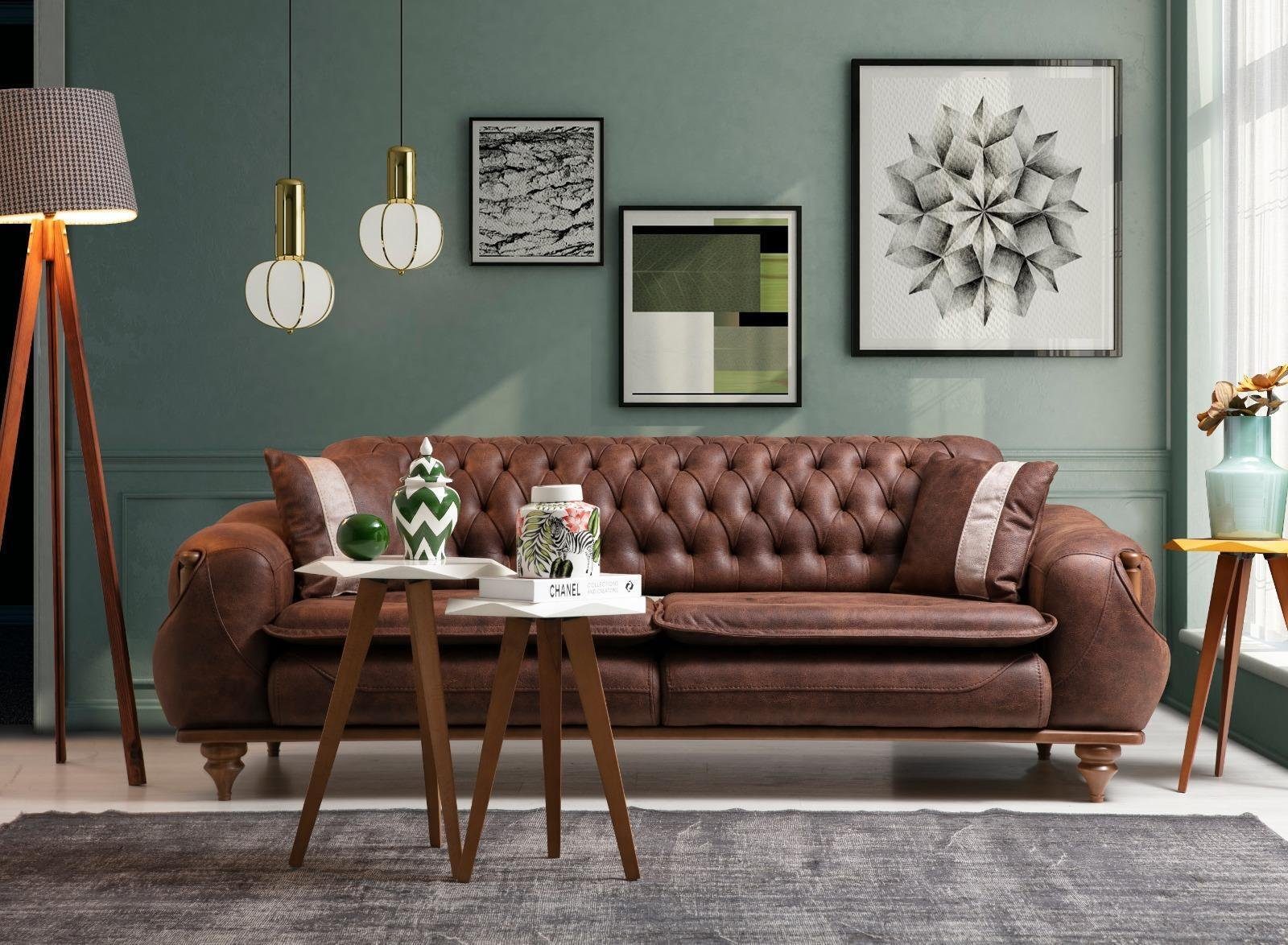 Sofagarnitur Möbel Sofa Sitzpolster Chesterfield Textil, 4 Stoff Sofa Couchen Teile JVmoebel