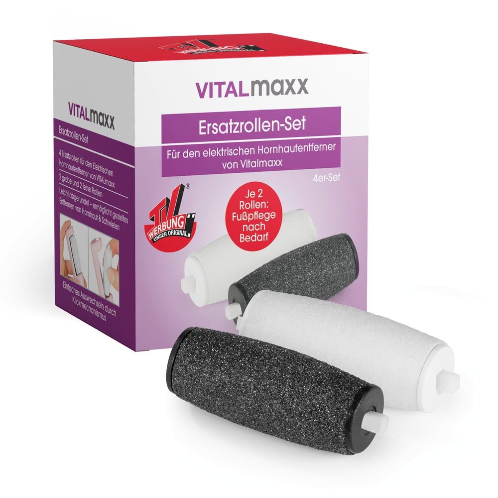 VITALmaxx Pediküreaufsatz Ersatz-Rolle Set 4-tlg. - weiß/schwarz, 4-St.