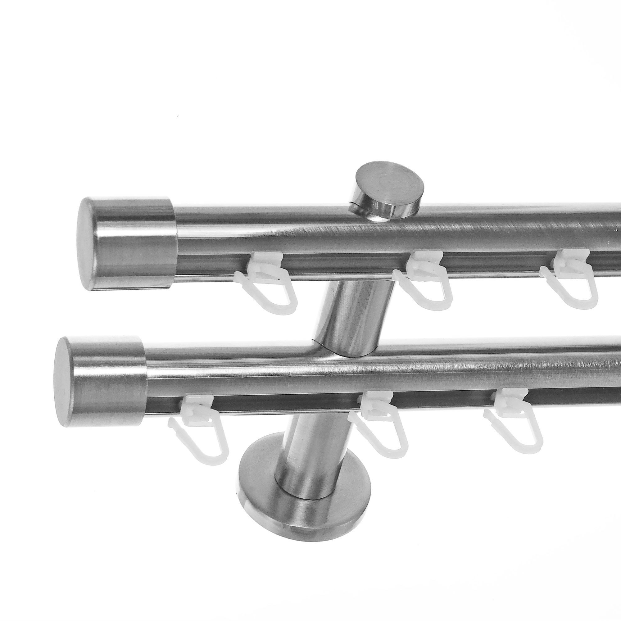 BASIT Gardinenstange Innenlauf Edelstahloptik 20mm mit Wandträgern 120 cm E günstig online kaufen