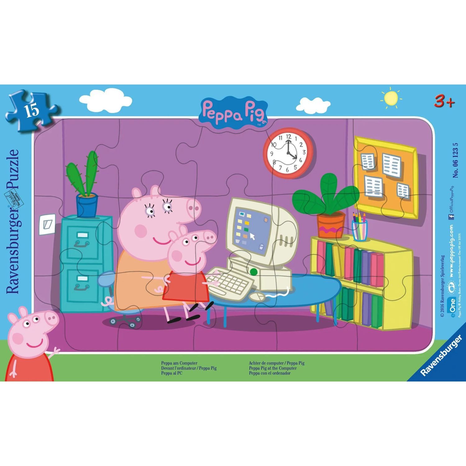 Ravensburger Puzzle Peppa am Computer Rahmenpuzzles 15 Teile, 15 Puzzleteile