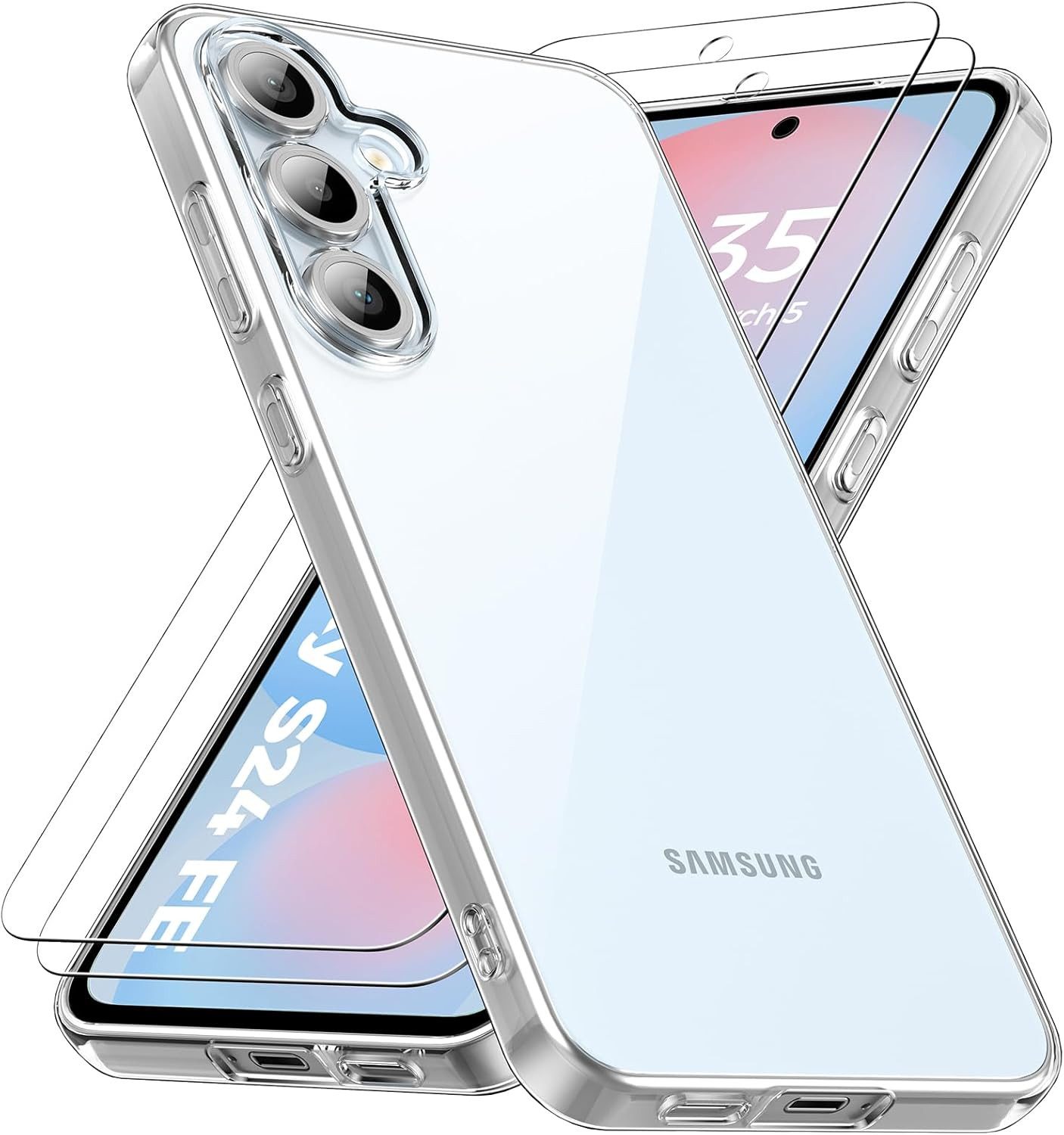 MSM Handyhülle Hülle + 2X Schutzglas für Samsung Galaxy S24 FE Panzerfolie Full