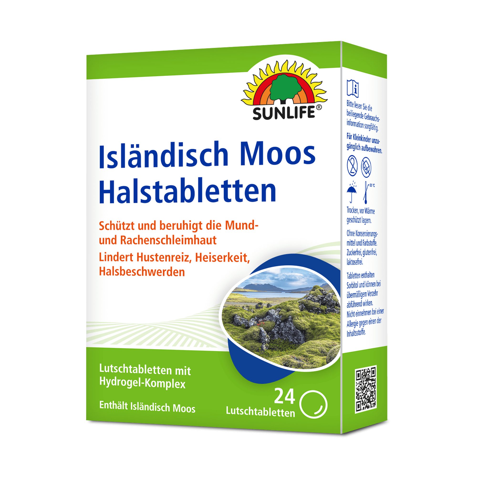 SUNLIFE® Halstabletten Isländisch Moos 24 Stk Husten Heiser Erkältung Je nach Bedarf mehrmals täglich