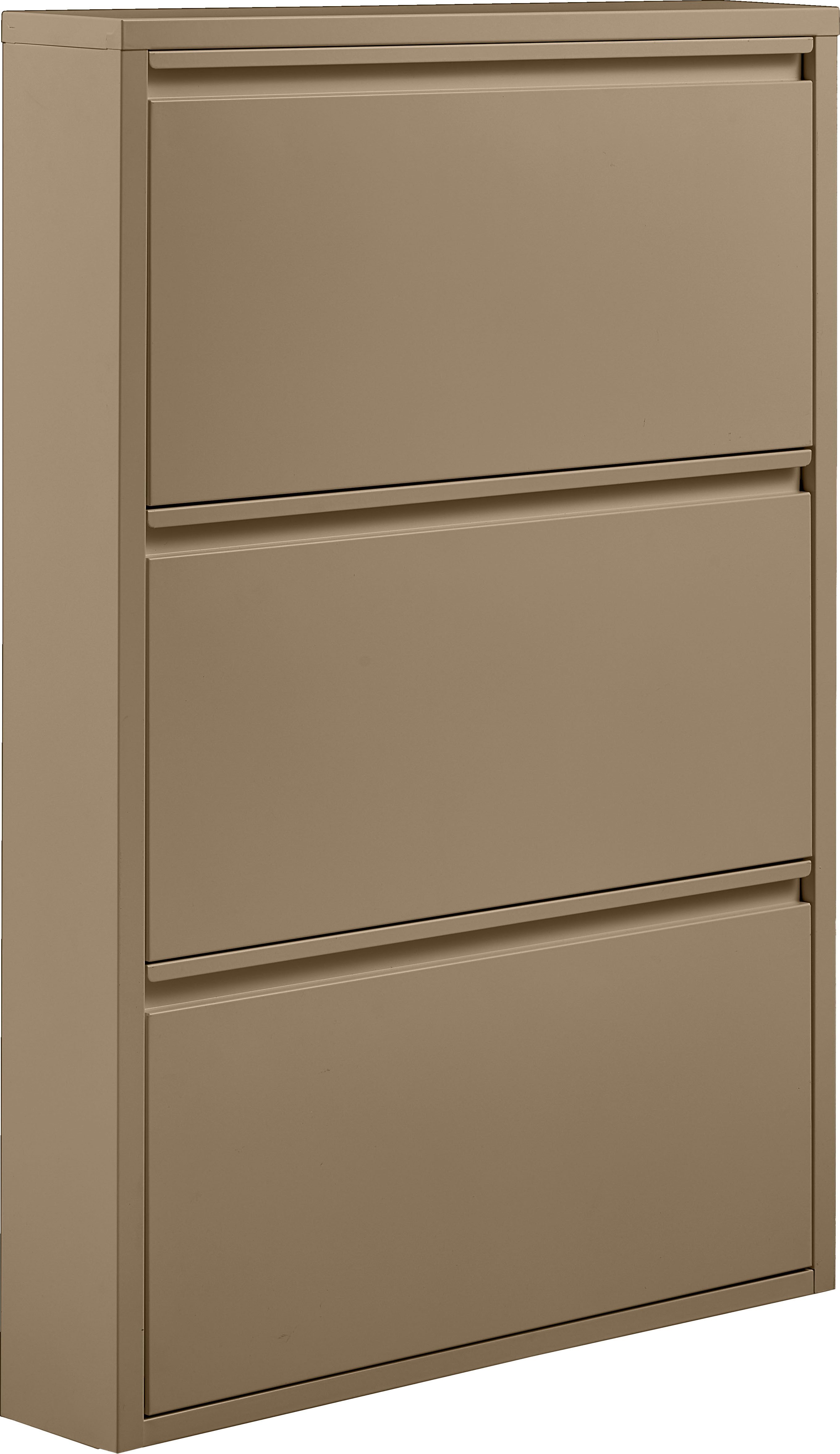 WOOOD Schuhschrank Metall pulverbeschichtet mit Griffleiste H 103 x B 66 x T 16 cm Tragkraft 20 kg pro Fach, pfleigleicht, einfach zu montierbar