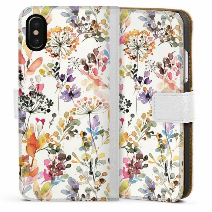 DeinDesign Handyhülle Blume Muster Pastell Wild Grasses Apple iPhone X Hülle Handy Flip Case Wallet Cover Handytasche Leder