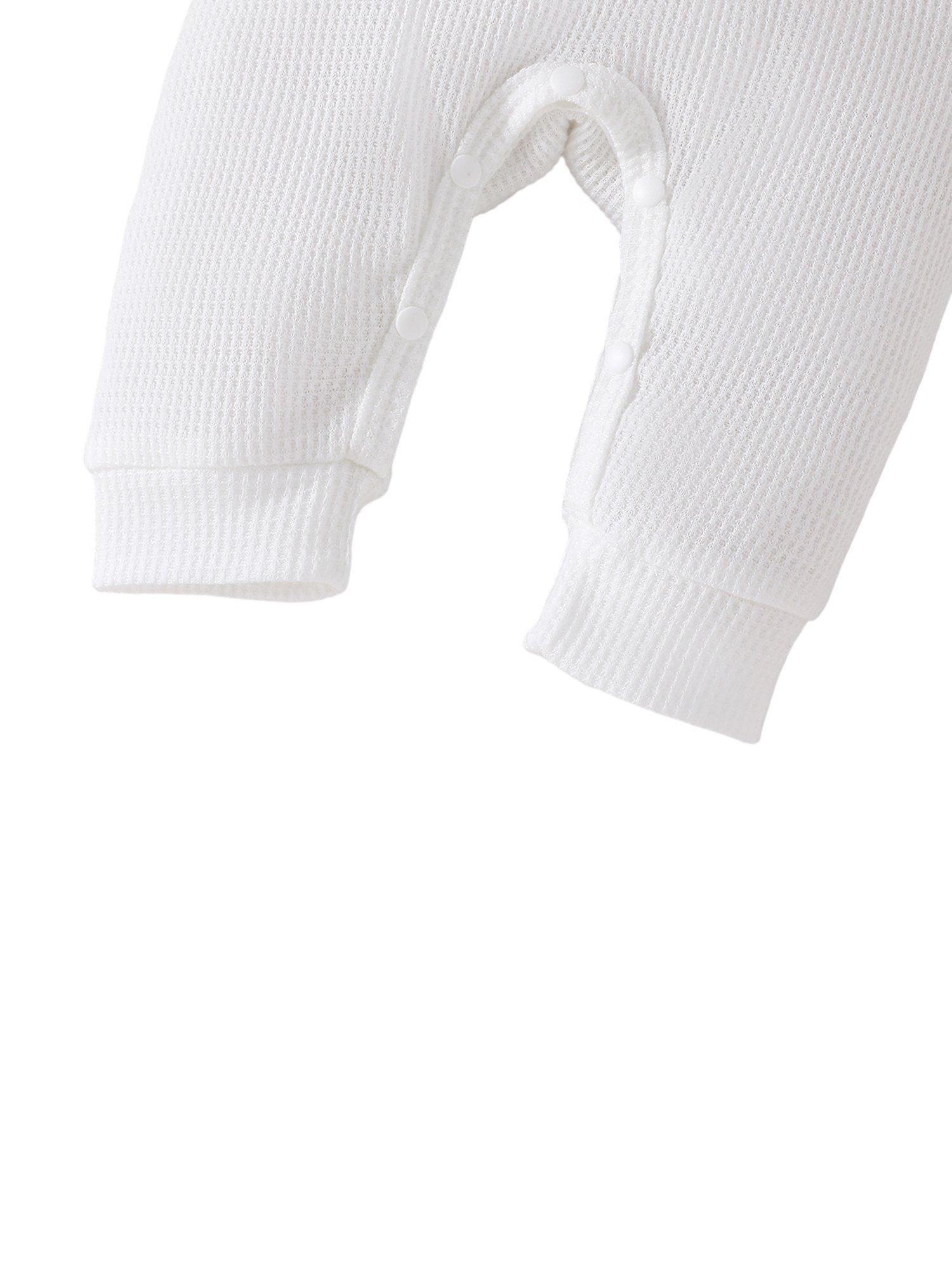 LAPA Strampler Süßes Langarm Strampler Khaki Set Baby mit kontrastfarben aus Waffelstoff