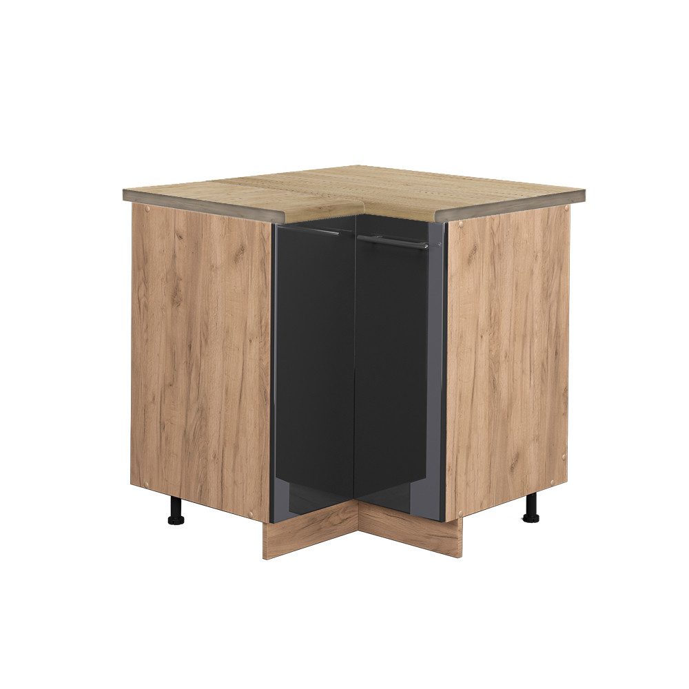 Vicco Eckunterschrank Fame-Line, Anthrazit Hochglanz/Goldkraft Eiche, günstig online kaufen