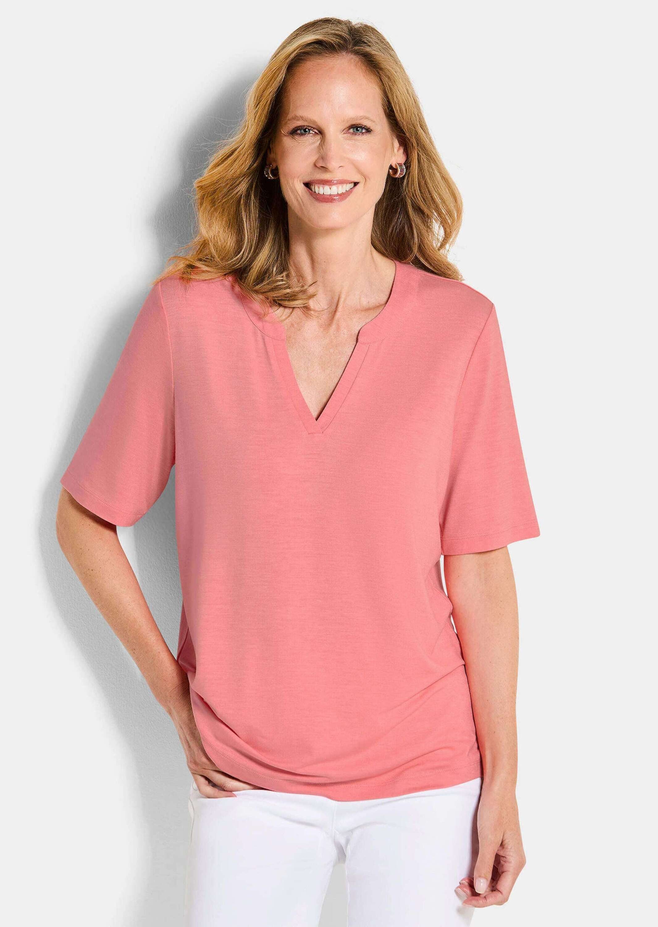 T-Shirt Kurzgröße: Jerseyshirt mit Blende