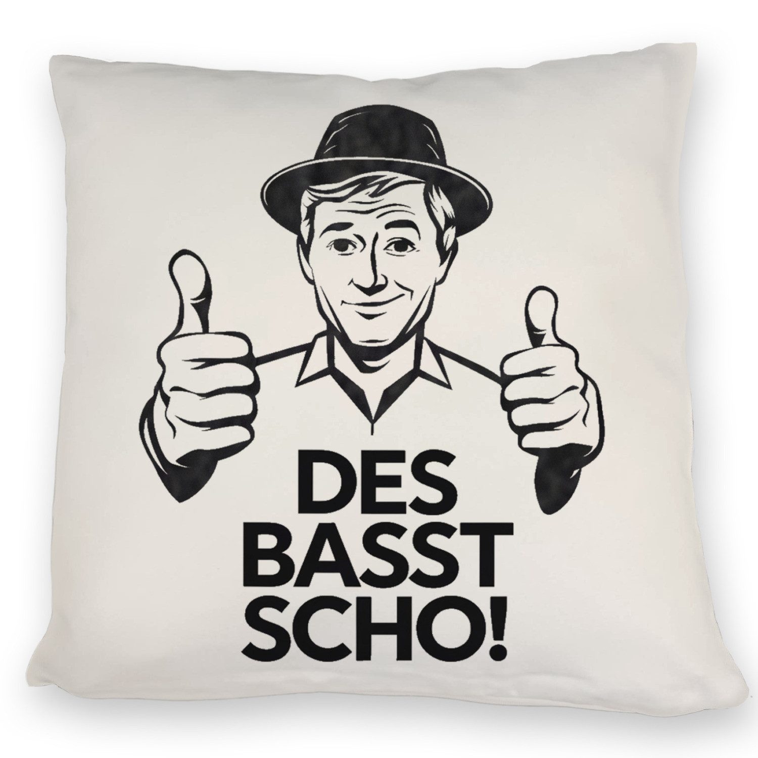 Dekokissen Mann mit Daumen hoch Des basst scho Kissen