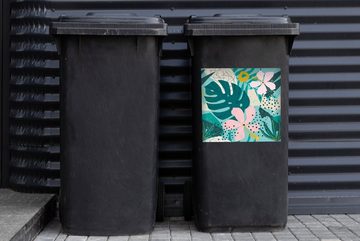 MuchoWow Wandsticker Pflanzen - Illustration - Pastell - Kinder - Mädchen - Kinder (1 St), Mülleimer-aufkleber, Mülltonne, Sticker, Container, Abfalbehälter