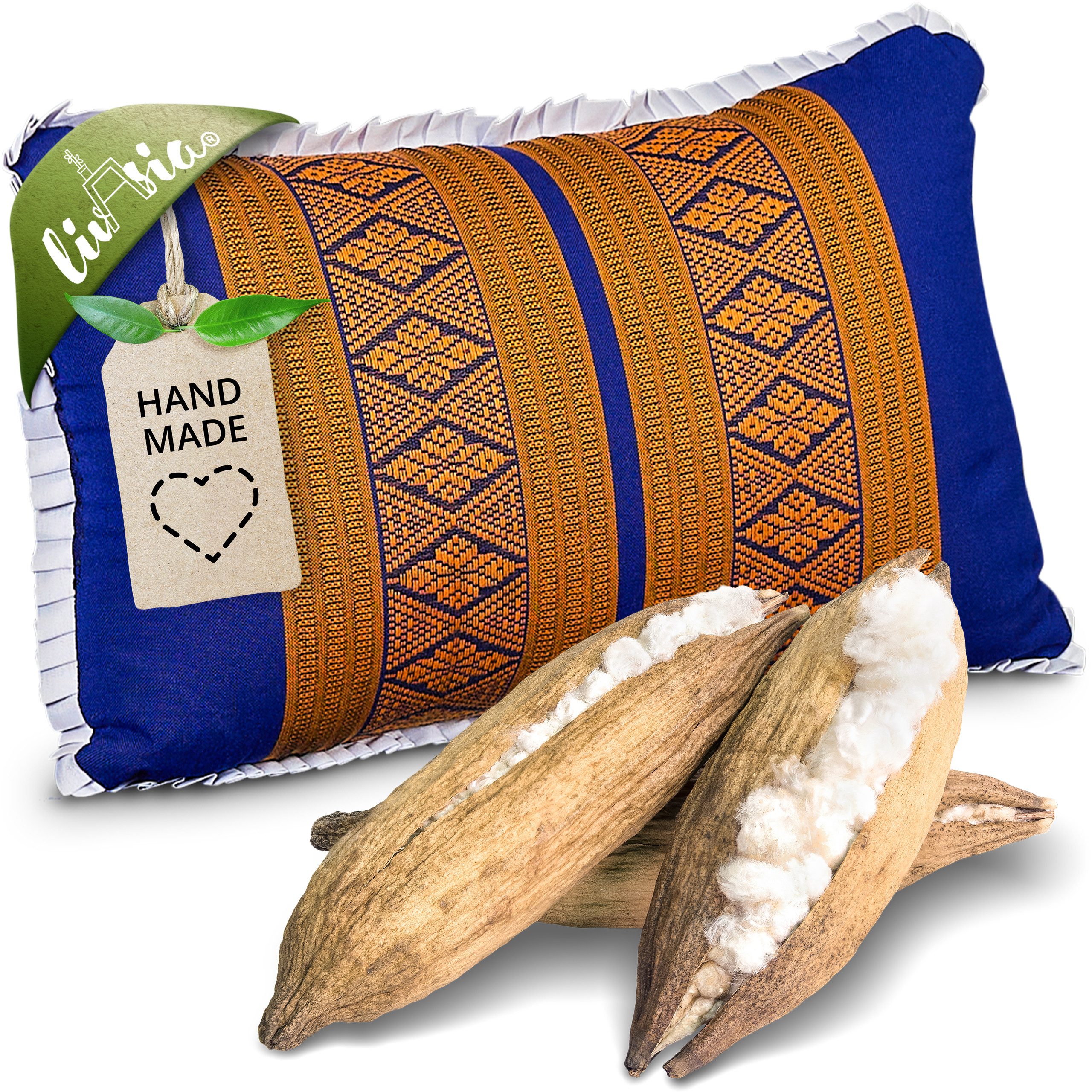 livasia Dekokissen Dekokissen, vegan und handgefertigt, 22x33x13cm, Kapok