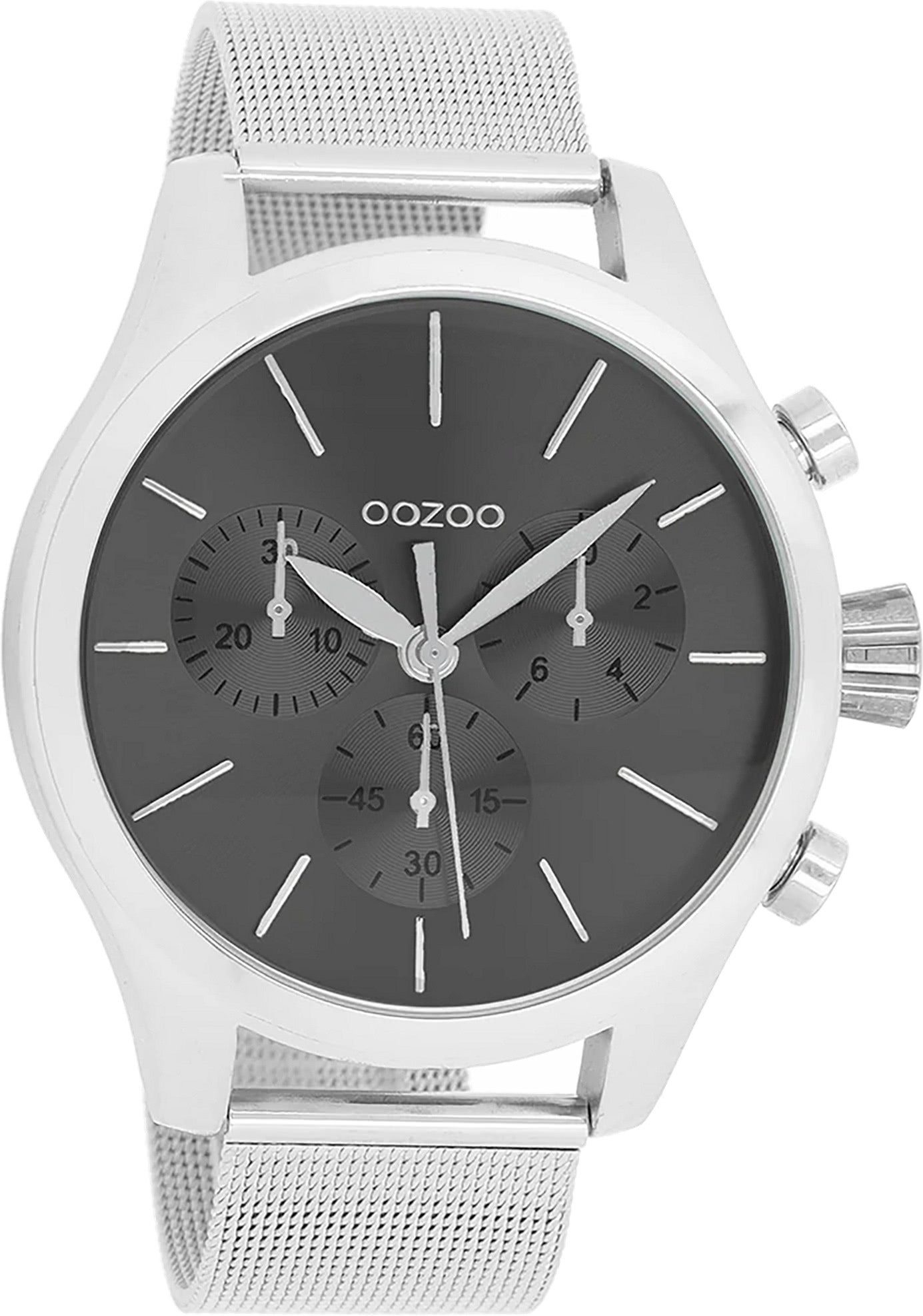 OOZOO Quarzuhr Oozoo Damen Armbanduhr silber Analog, (Analoguhr), Damenuhr rund, groß (ca. 45mm) Metallarmband, Elegant-Style