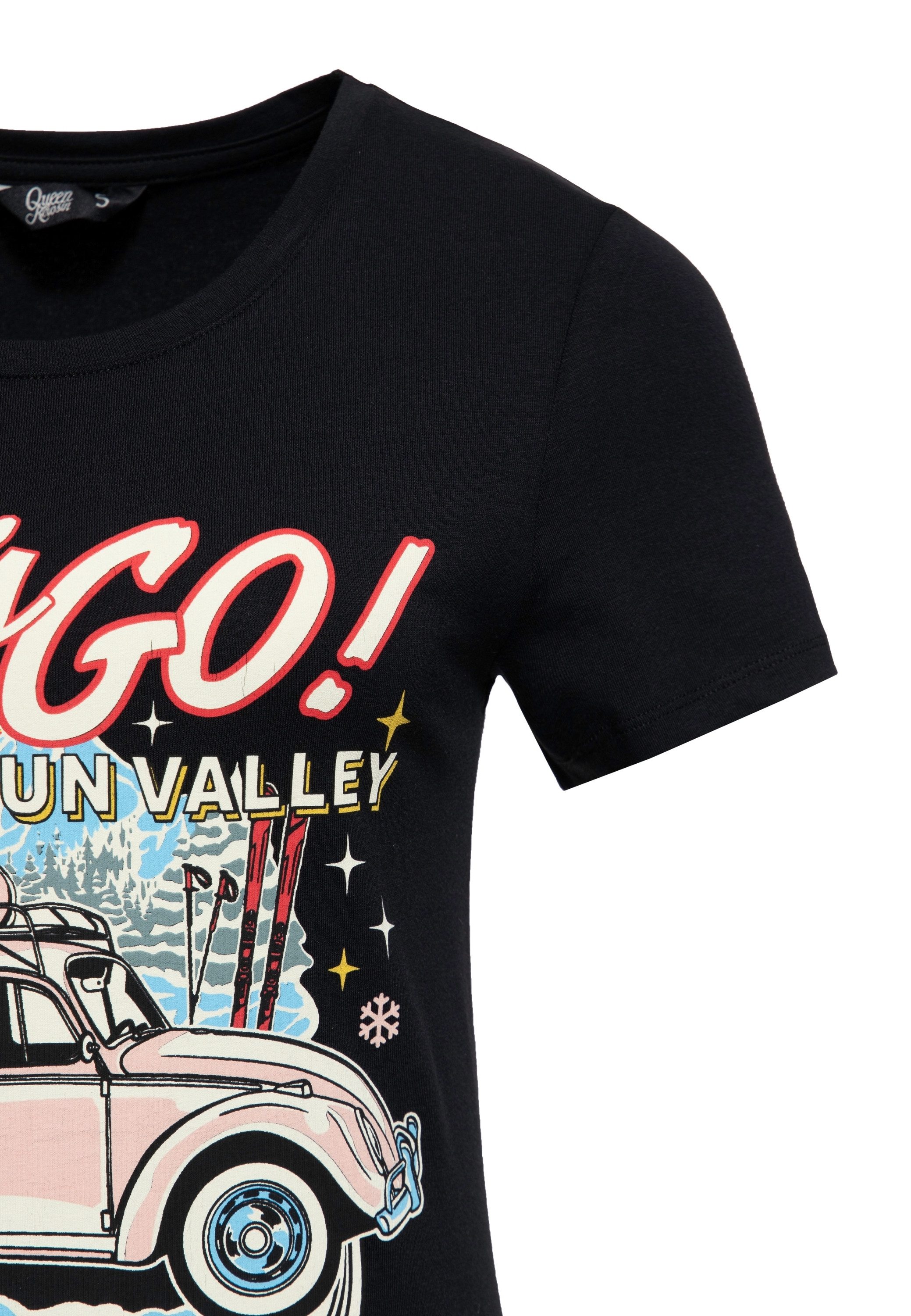 QueenKerosin Print-Shirt Sun Valley (1-tlg) mit Vintage-Car-Print